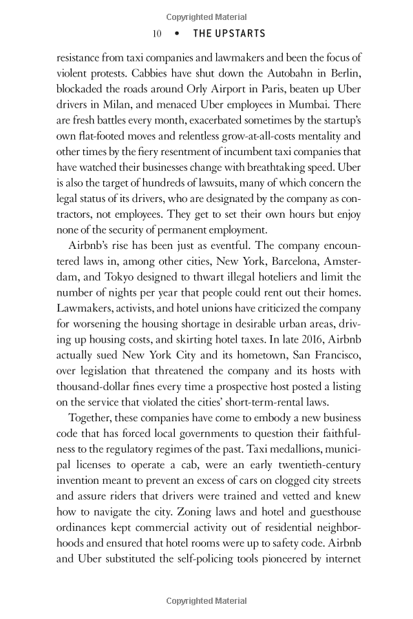 upstarts: uber airbnb and the battle for the new silicon valley (international)