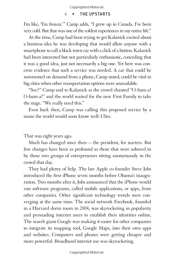 upstarts: uber airbnb and the battle for the new silicon valley (international)