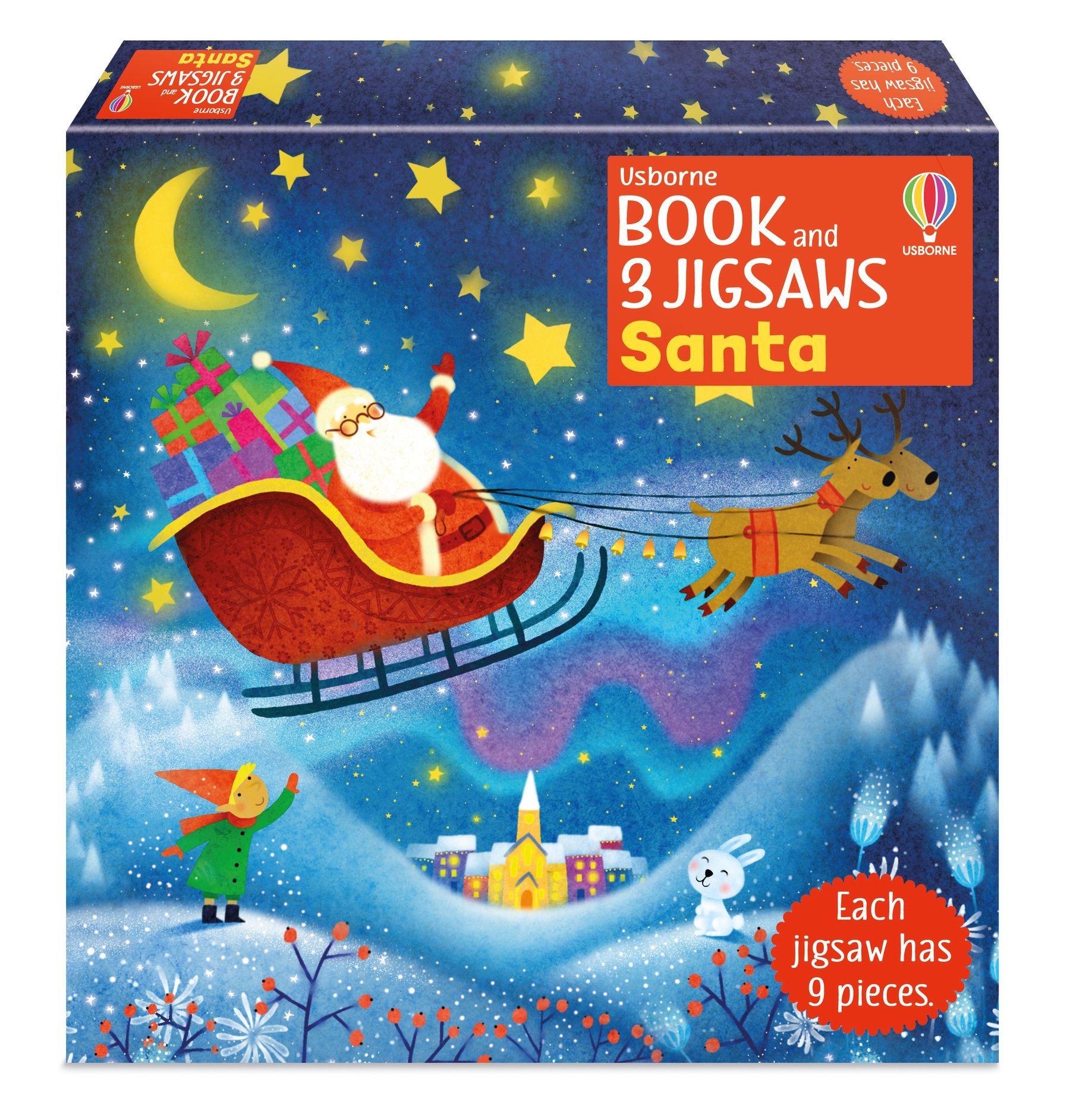 usborne book and 3 jigsaws - santa