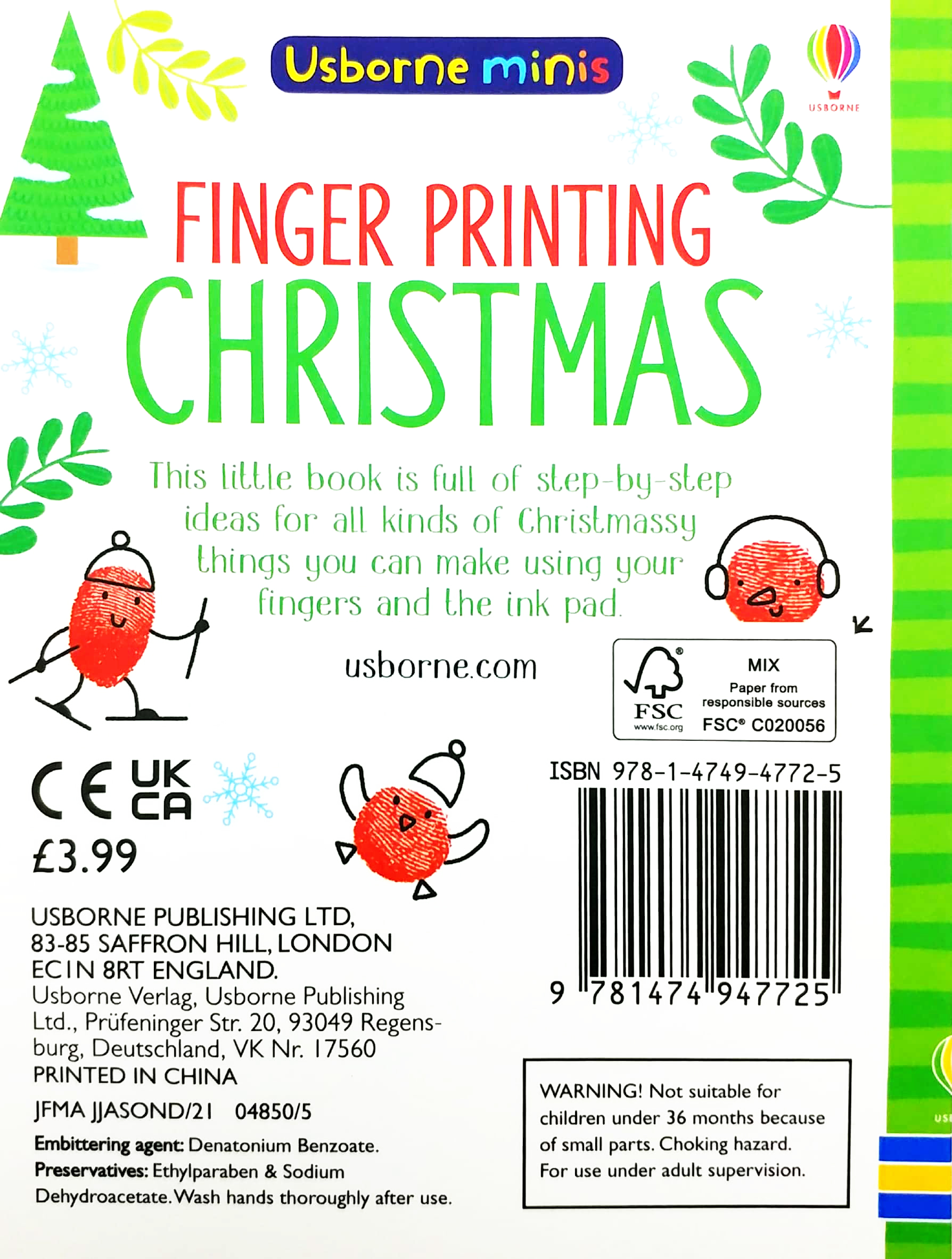 usborne minis: finger printing christmas