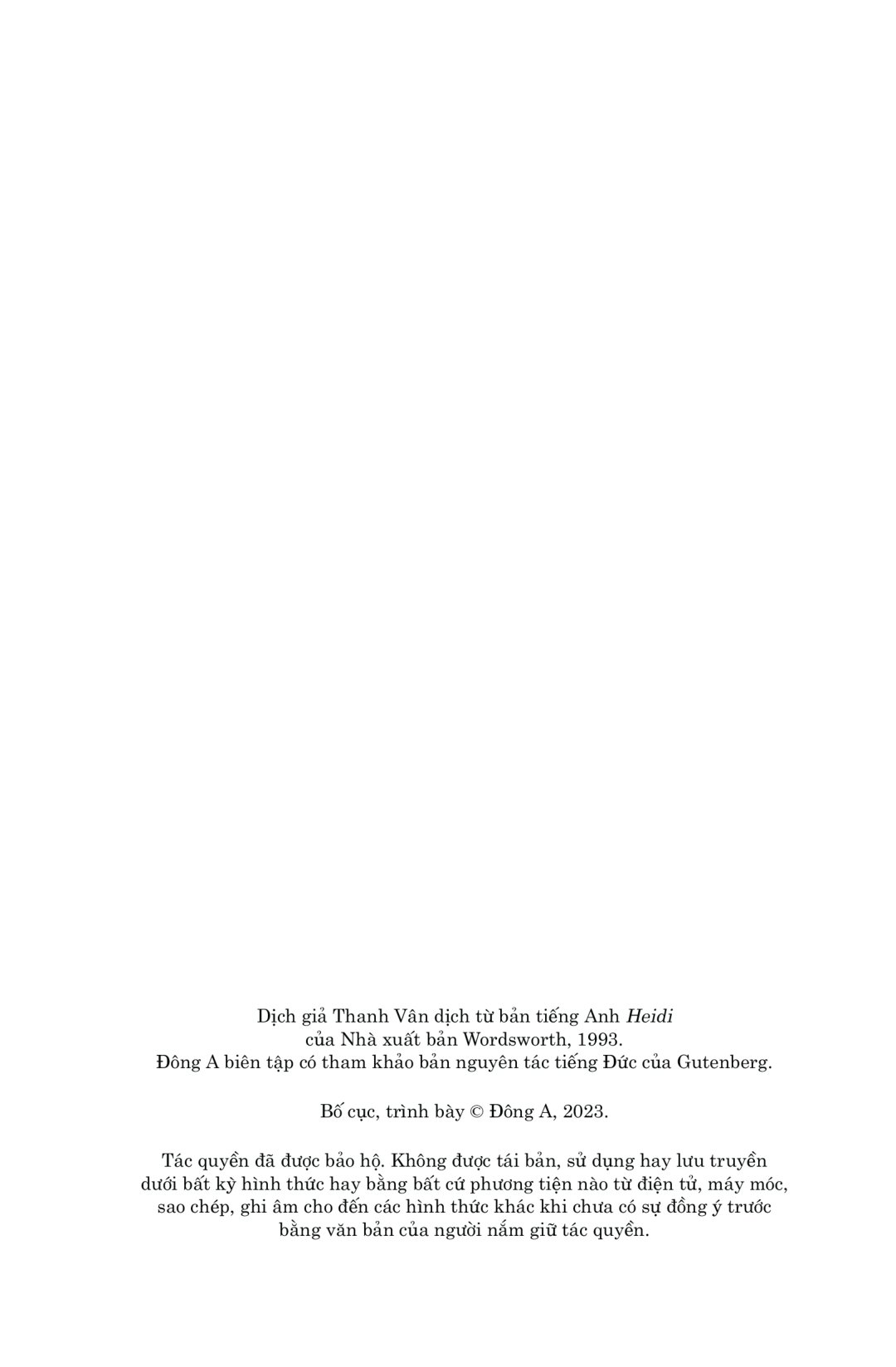 văn học cổ điển - heidi (tái bản 2023)