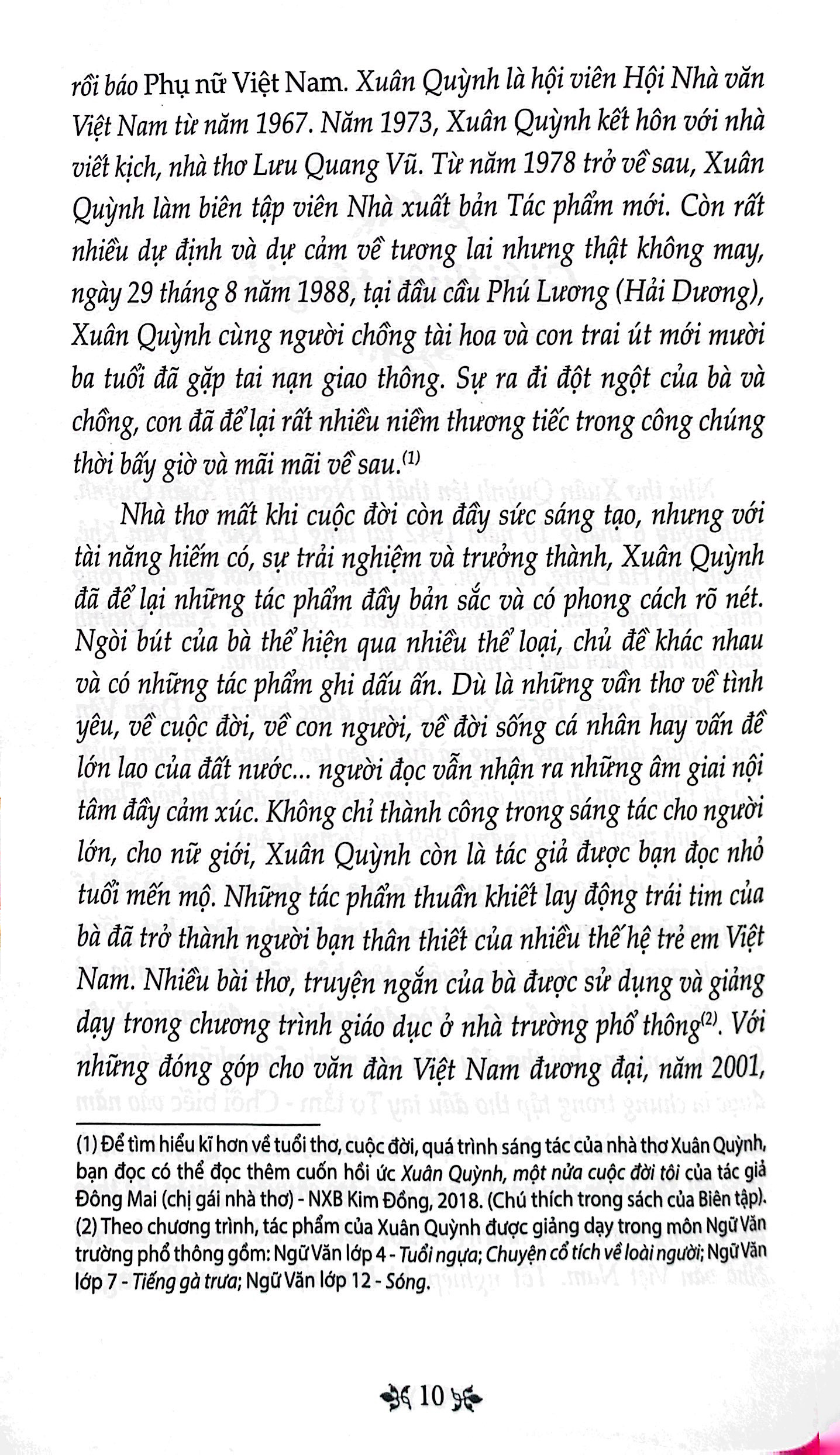 văn học trong nhà trường - thơ xuân quỳnh
