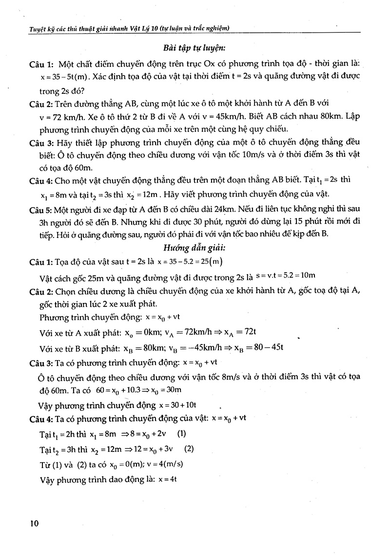 vật lý 10 - tuyệt kỹ các thủ thuật giải nhanh tự luận - trắc nghiệm