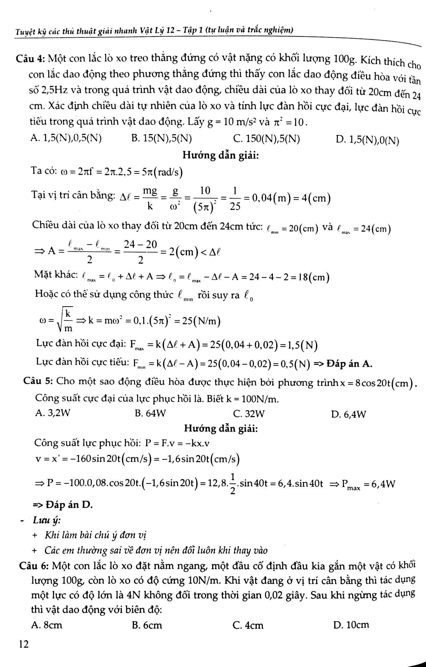 vật lý 12/1 - tuyệt kỹ các thủ thuật giải nhanh