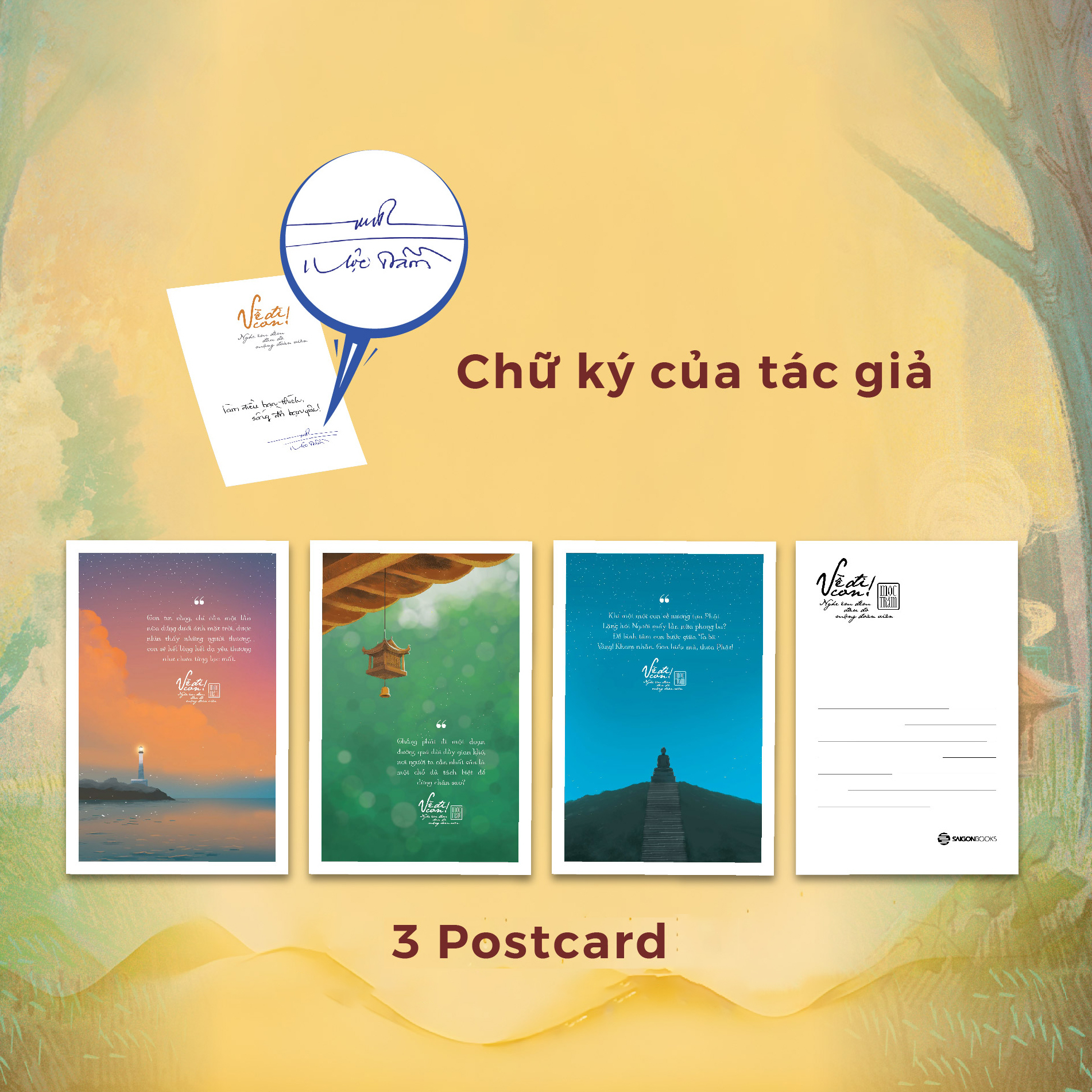 về đi con - nghe êm đềm đâu đó mộng đoàn viên - bản đặc biệt - bìa cứng - tặng kèm chữ ký của tác giả + 3 postcard