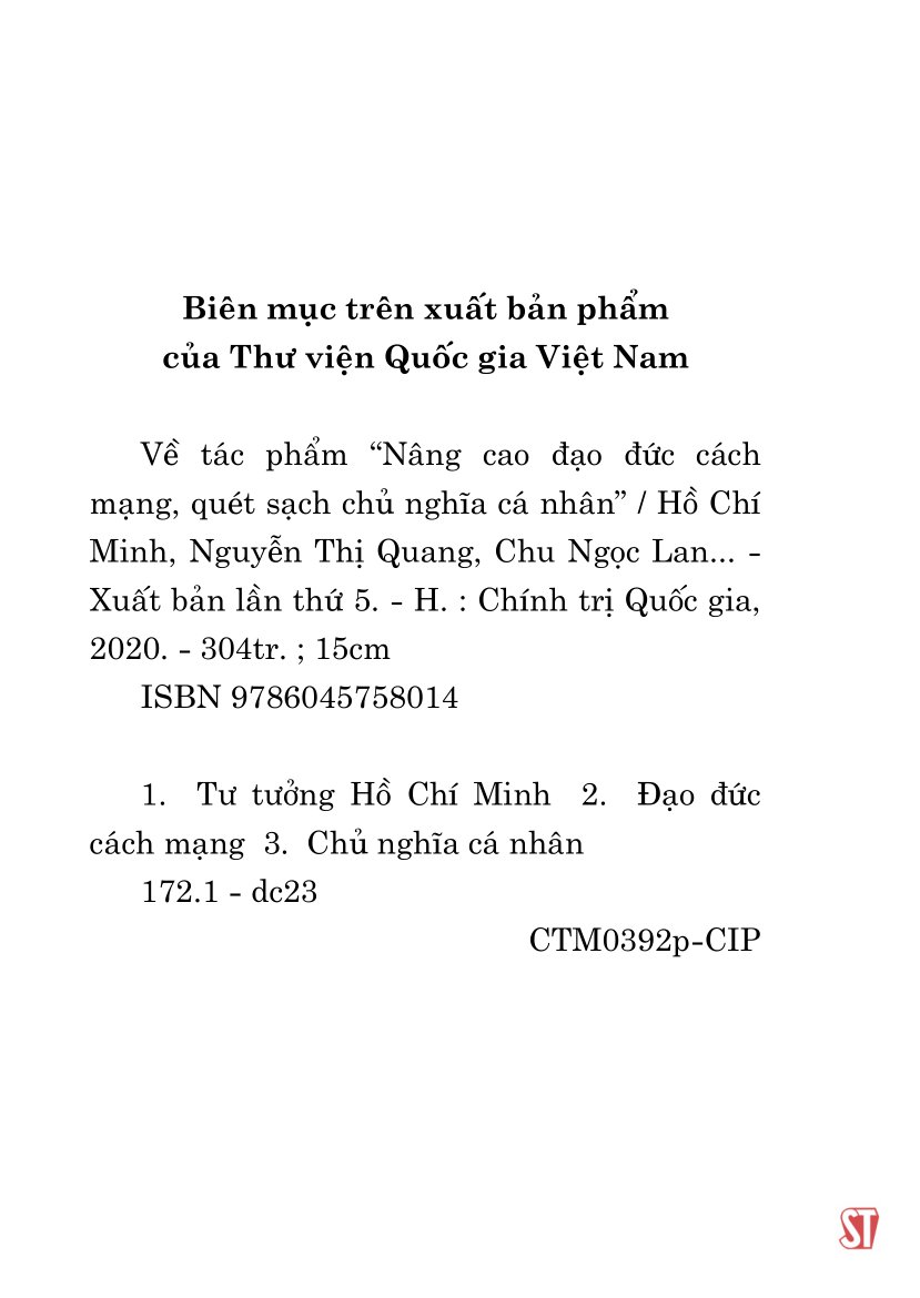 về tác phẩm "nâng cao đạo đức cách mạng, quét sạch chủ nghĩa cá nhân"