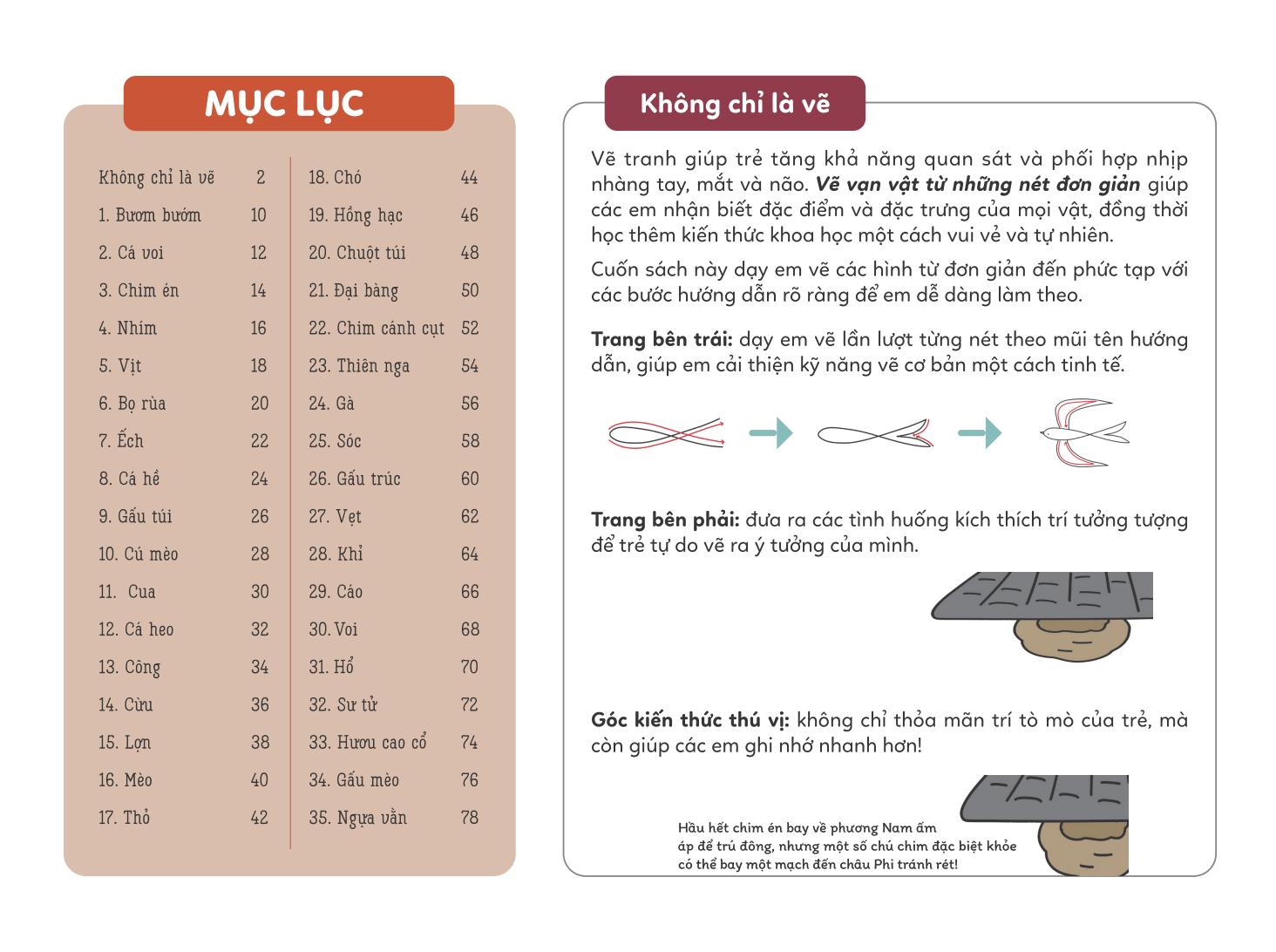 vẽ vạn vật từ những nét đơn giản - vẽ thú vật chim muông