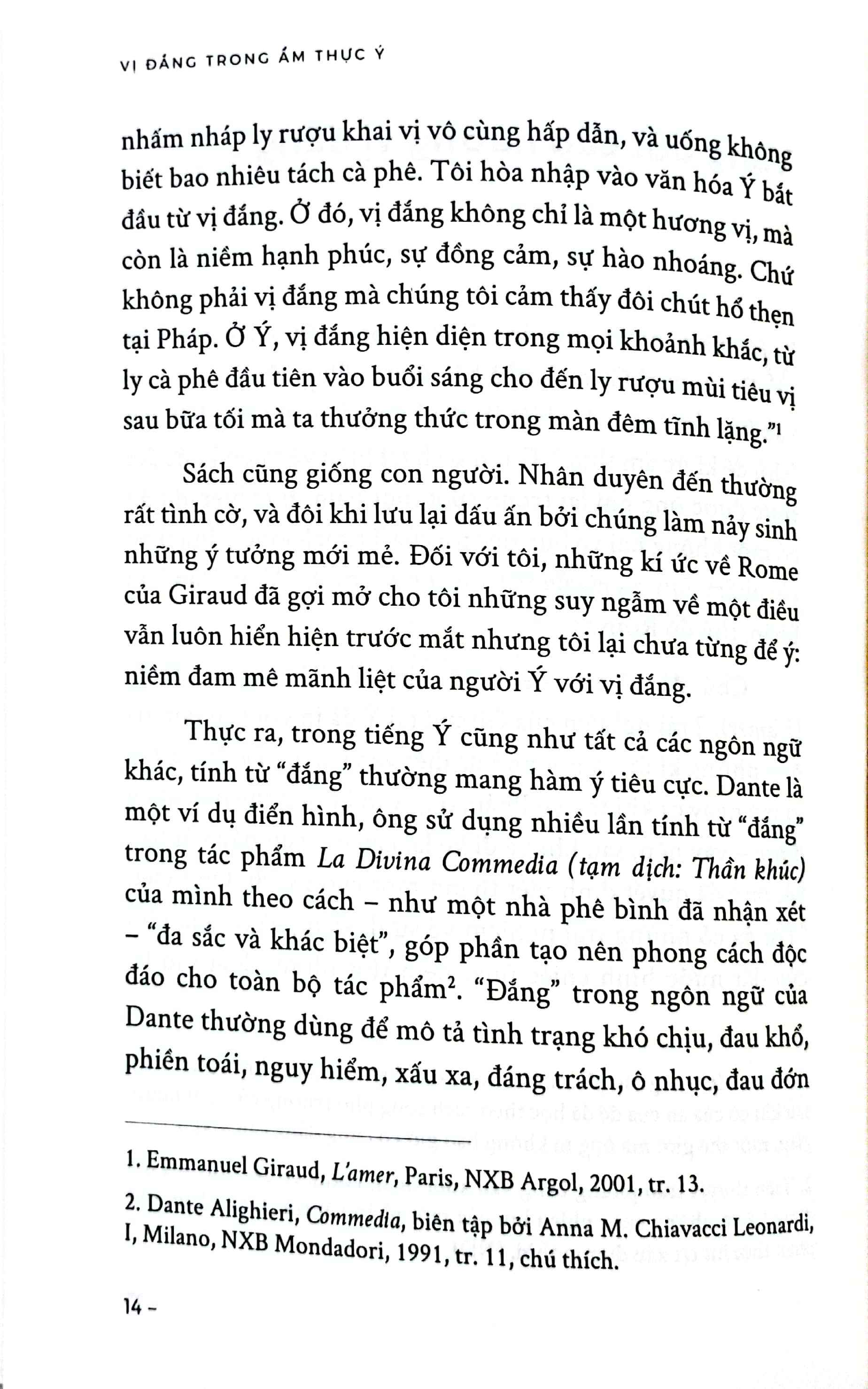 vị đắng trong ẩm thực ý
