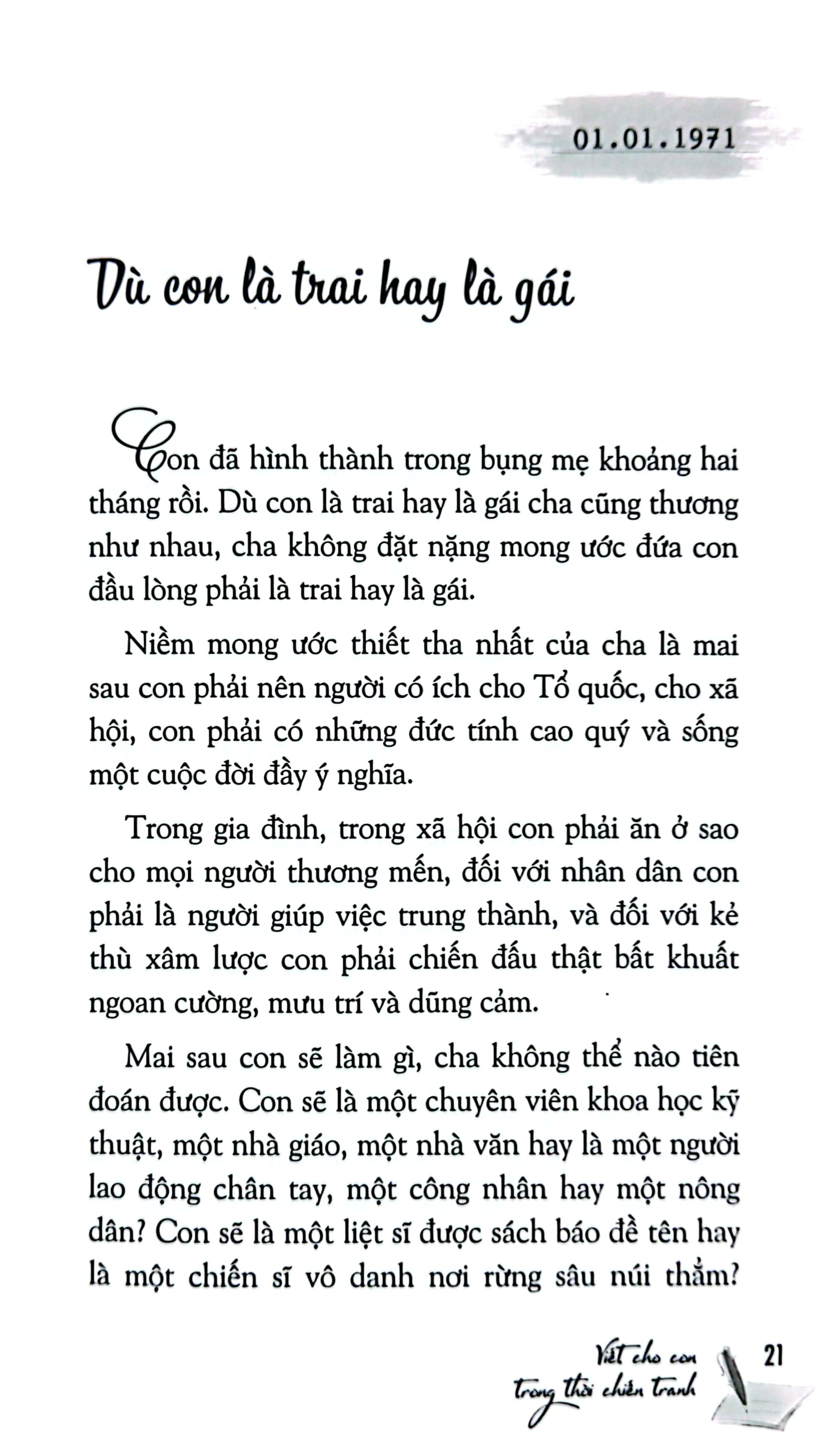 viết cho con trong thời chiến tranh