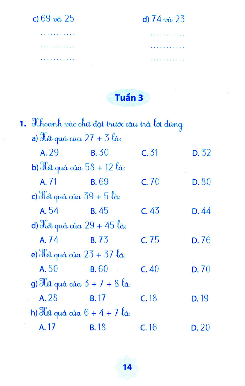 vở bài tập môn toán học kì 1 (lớp 2)