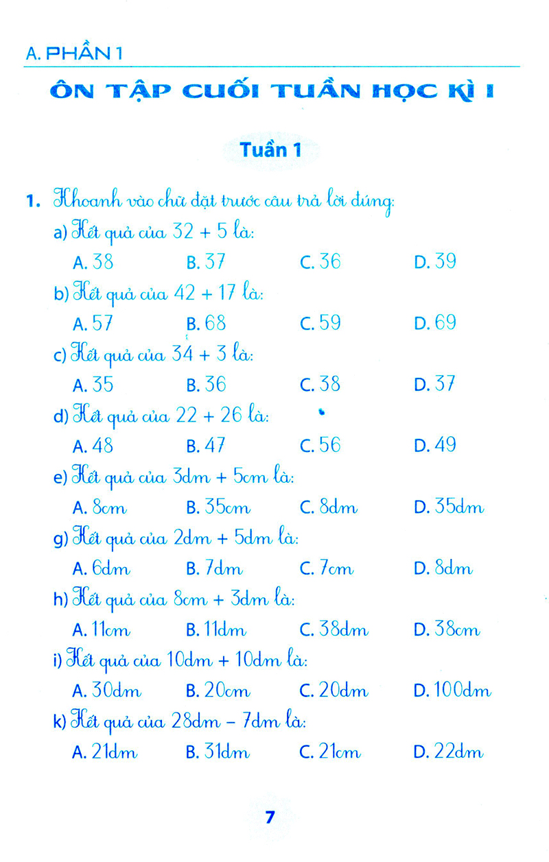 vở bài tập môn toán học kì 1 (lớp 2)