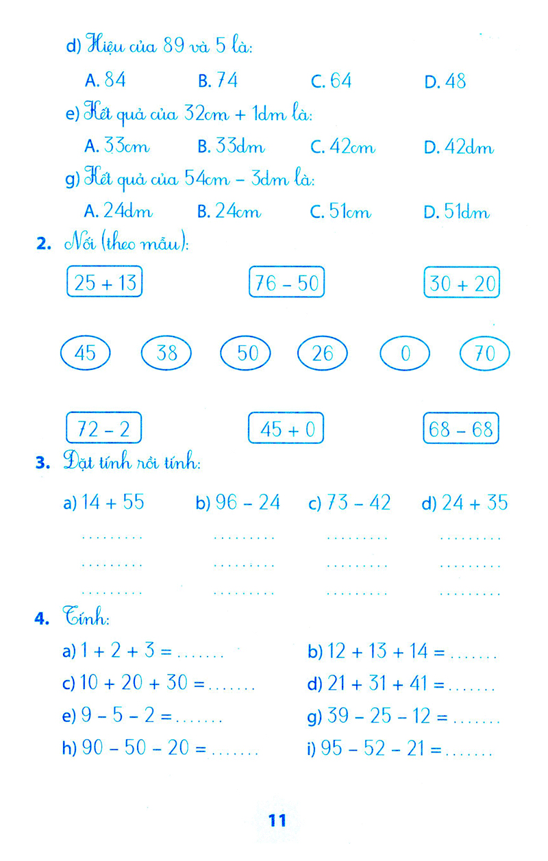 vở bài tập môn toán học kì 1 (lớp 2)