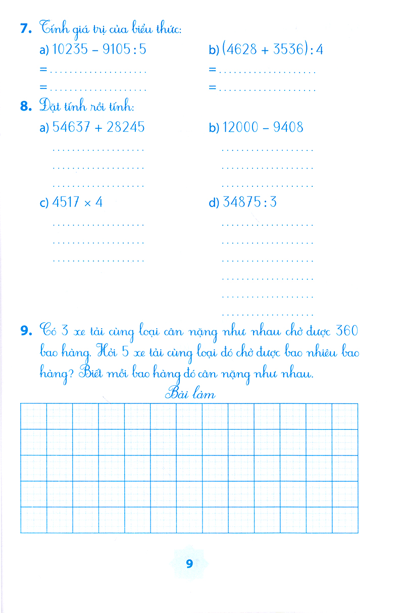 vở bài tập môn toán học kì 1 (lớp 4)
