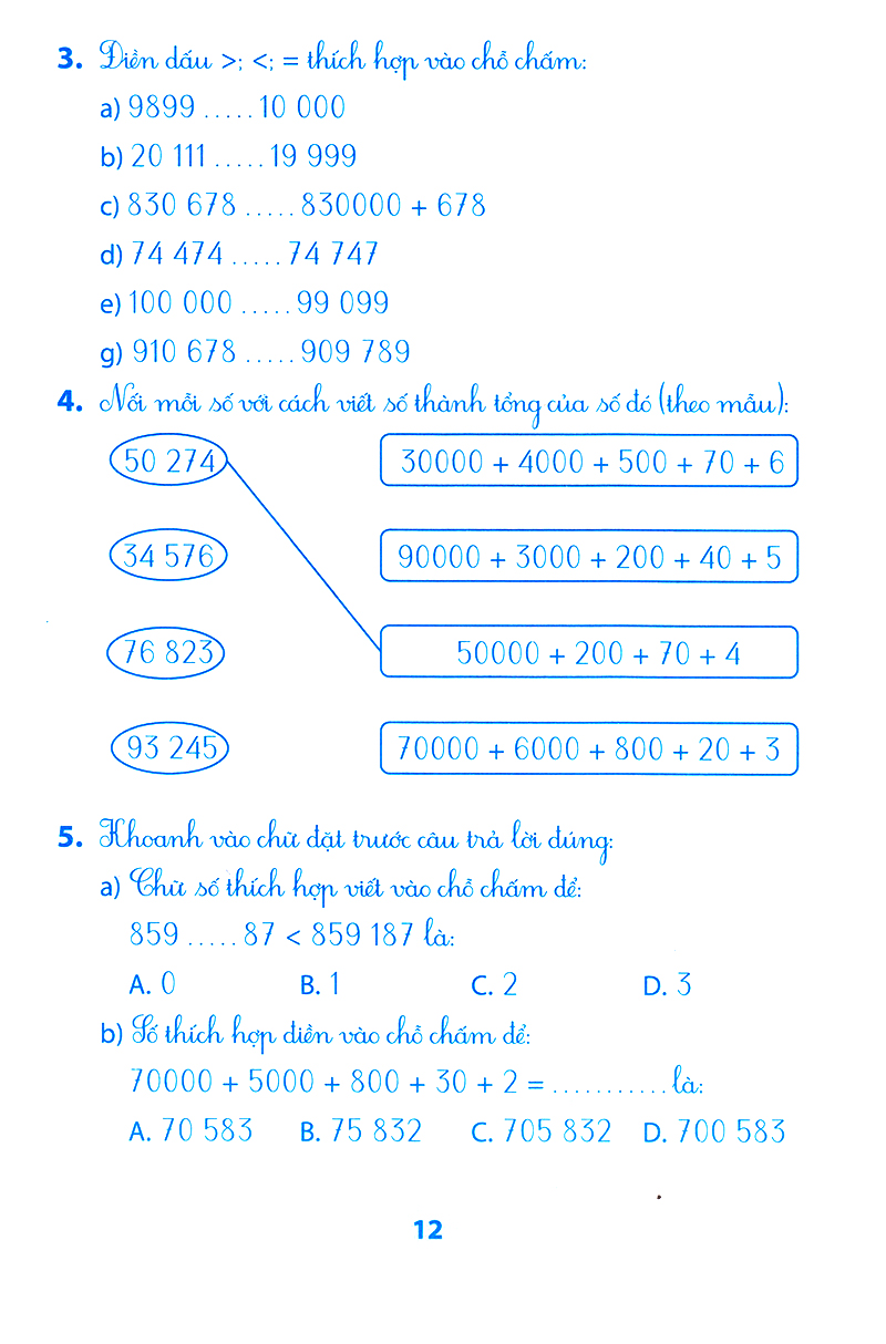 vở bài tập môn toán học kì 1 (lớp 4)