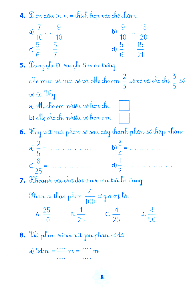 vở bài tập môn toán học kì 1 (lớp 5)