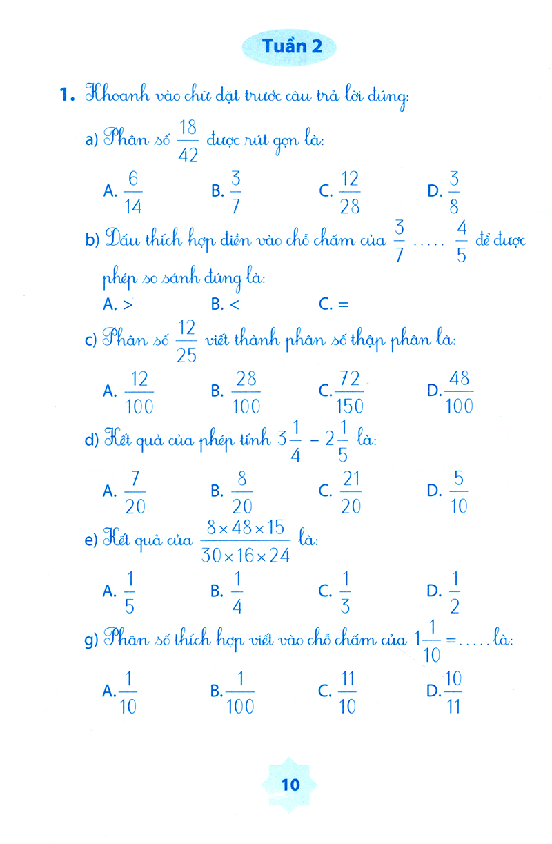 vở bài tập môn toán học kì 1 (lớp 5)