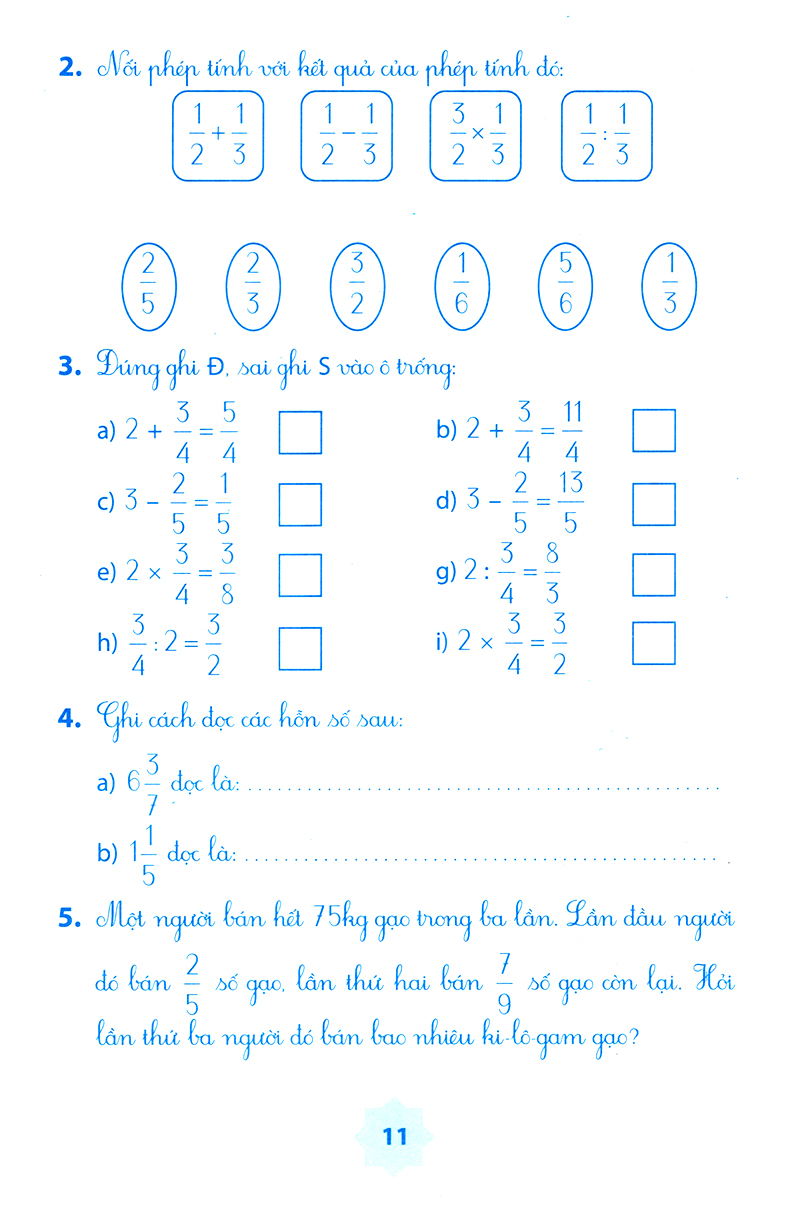 vở bài tập môn toán học kì 1 (lớp 5)