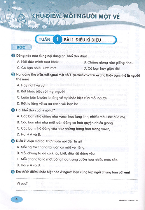 vở bài tập nâng cao tiếng việt 4 - tập 1 (kết nối)