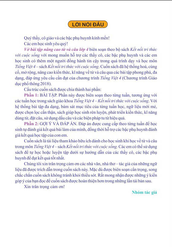 vở bài tập nâng cao từ và câu 4 (kết nối)