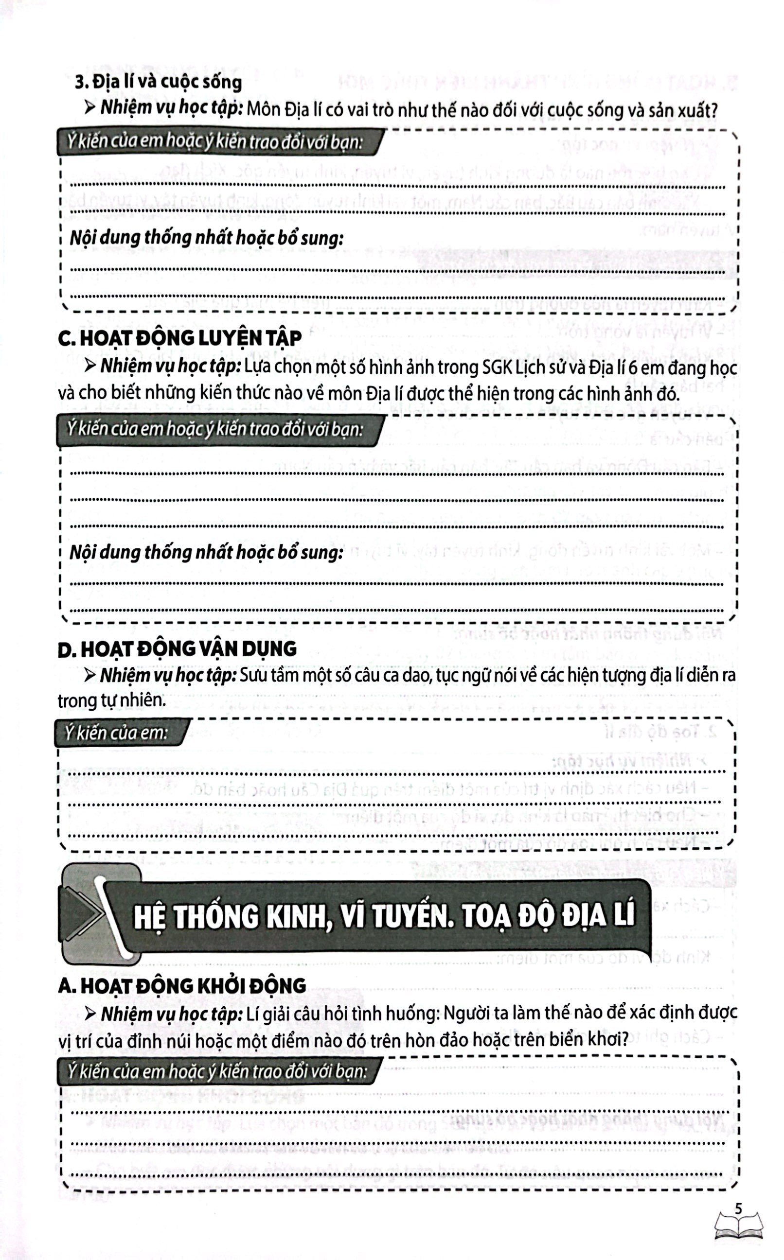 vở bài tập thực hành địa lí lớp 6 (theo chương trình giáo dục phổ thông 2018)