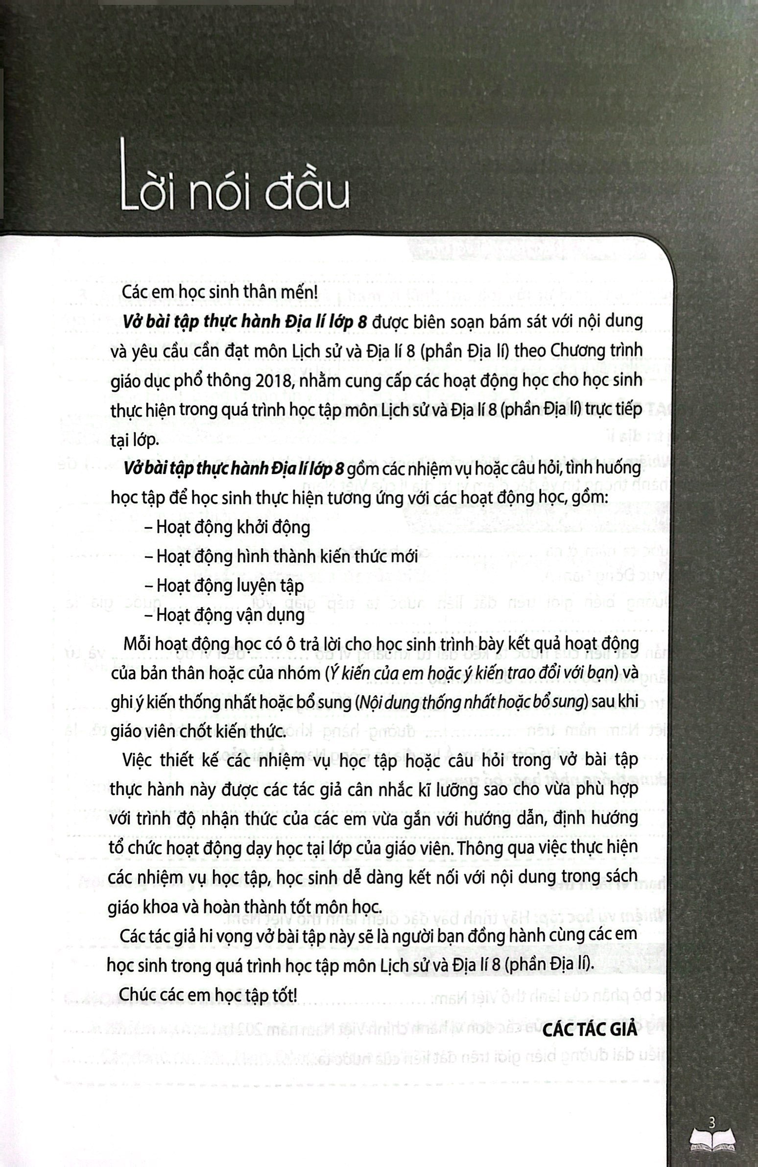 vở bài tập thực hành địa lí lớp 8 (theo chương trình giáo dục phổ thông 2018)