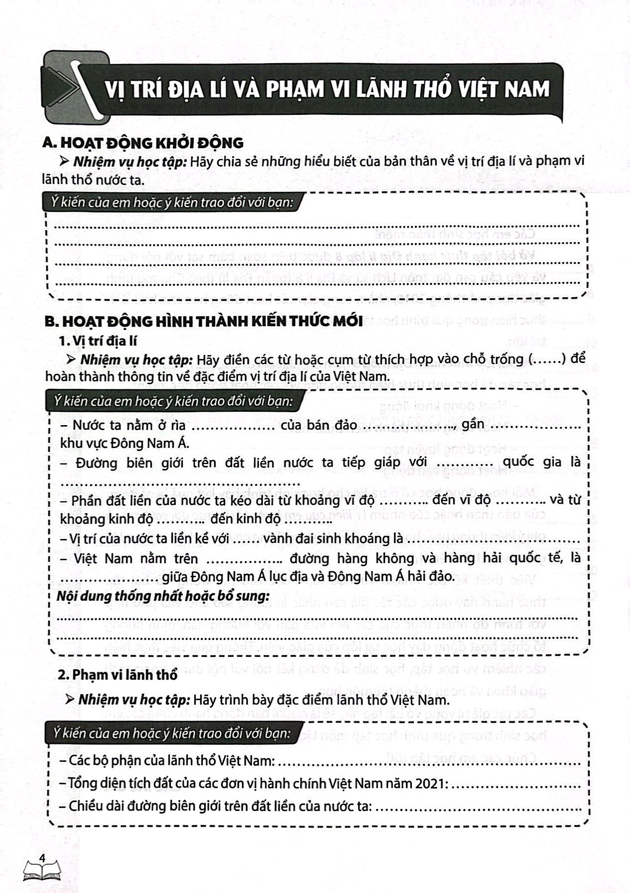 vở bài tập thực hành địa lí lớp 8 (theo chương trình giáo dục phổ thông 2018)