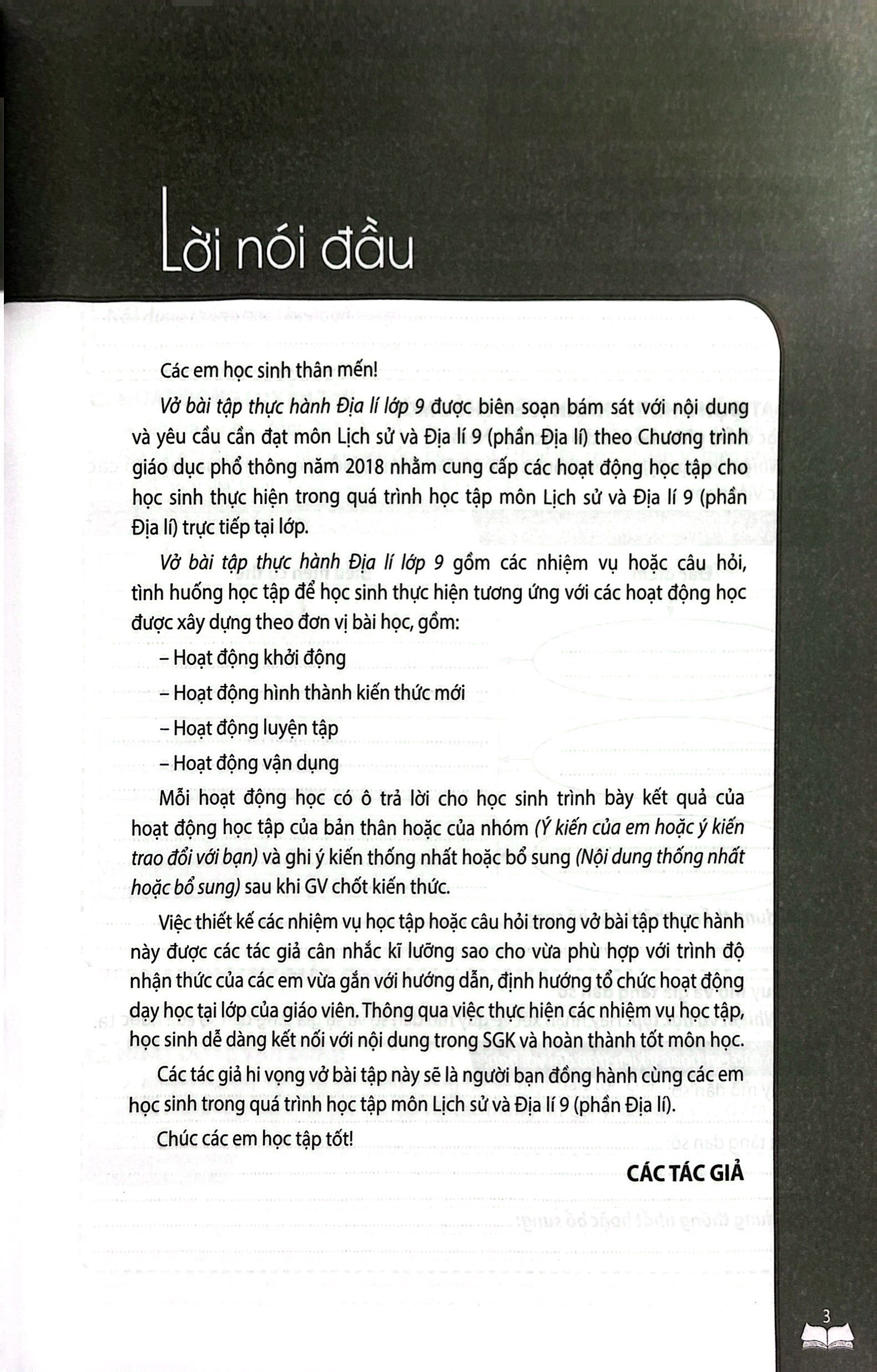 vở bài tập thực hành địa lí lớp 9 (theo chương trình giáo dục phổ thông 2018)