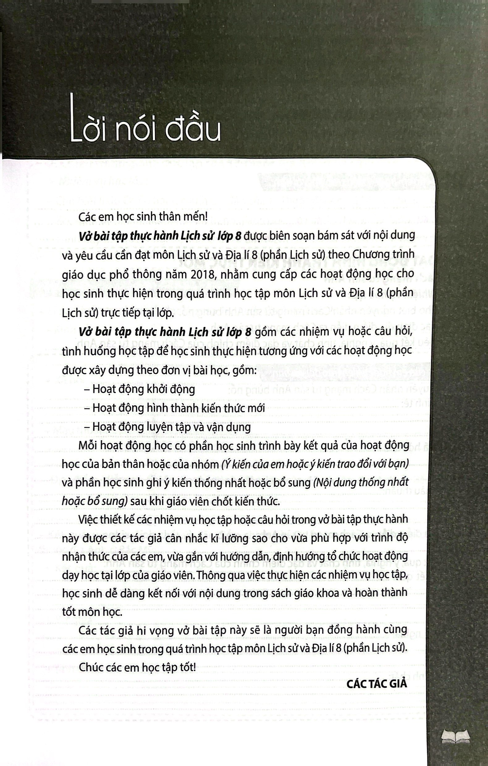vở bài tập thực hành lịch sử lớp 8 (theo chương trình giáo dục phổ thông 2018)