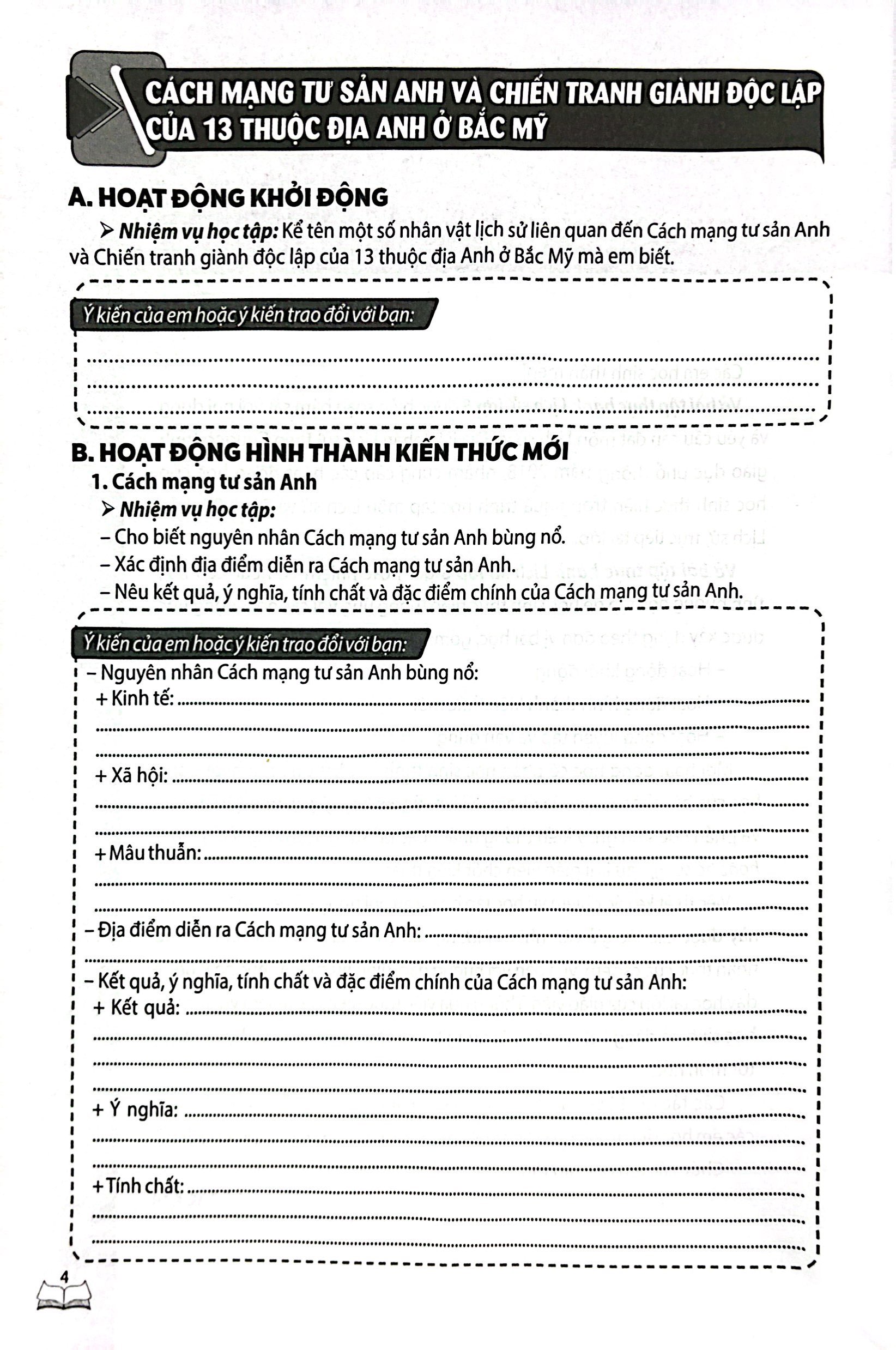 vở bài tập thực hành lịch sử lớp 8 (theo chương trình giáo dục phổ thông 2018)