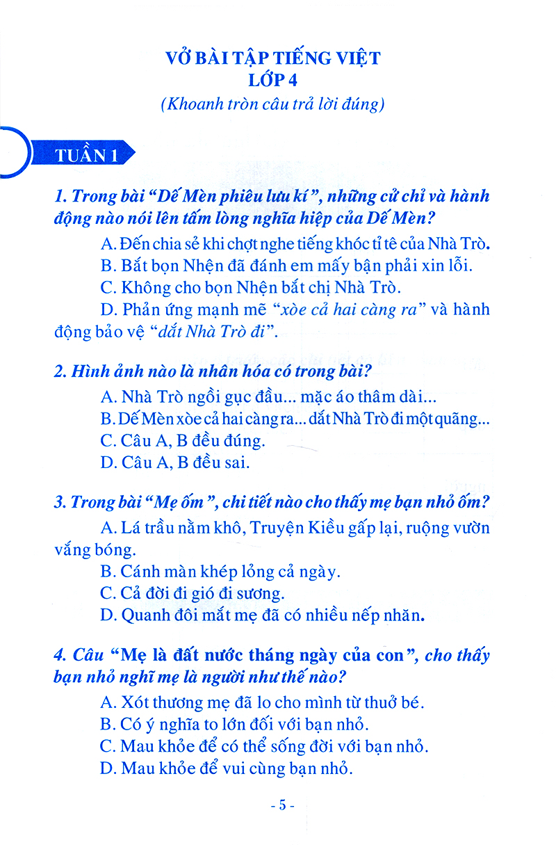 vở bài tập tiếng việt - lớp 4 (tập 1)