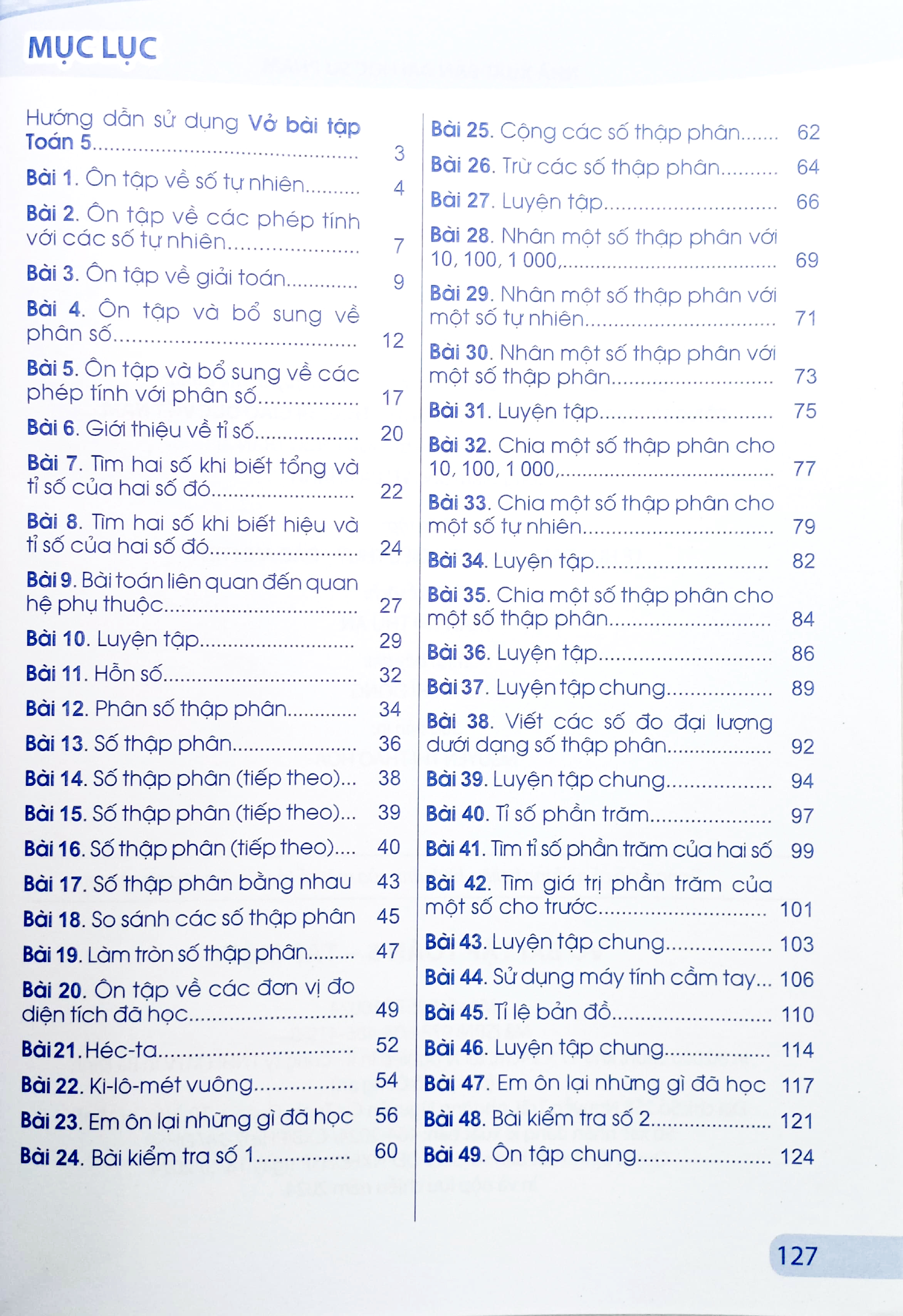 vở bài tập toán 5 - tập 1 (cánh diều) (chuẩn)