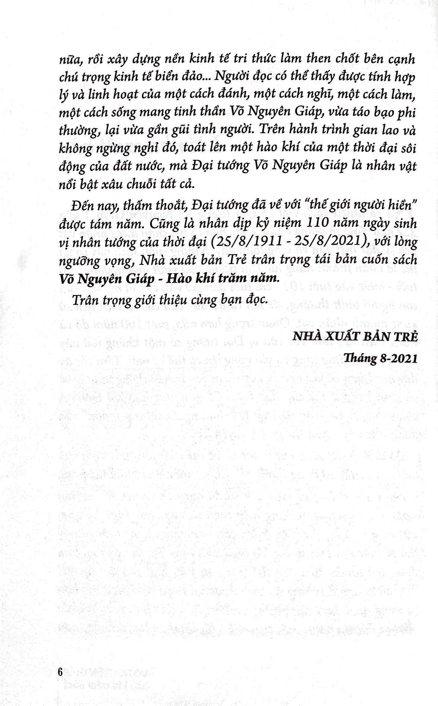 võ nguyên giáp - hào khí trăm năm (tái bản)