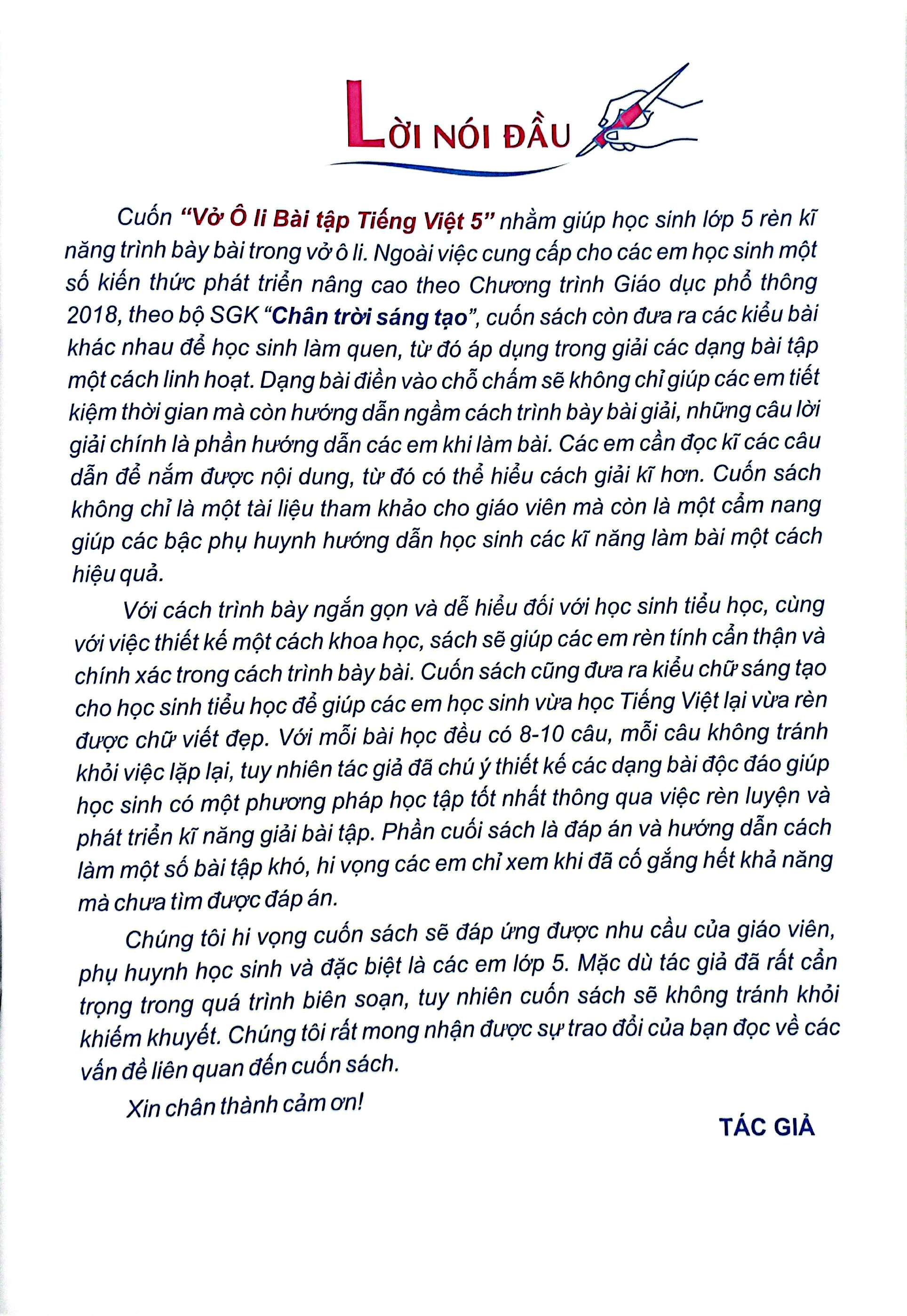 vở ô li bài tập tiếng việt lớp 5 - tập 2 (chân trời)