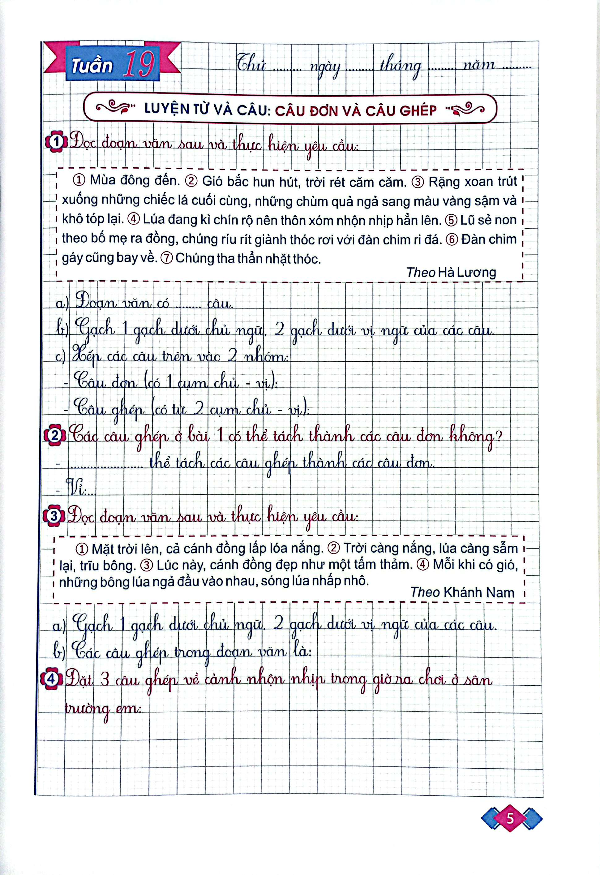 vở ô li bài tập tiếng việt lớp 5 - tập 2 (chân trời)