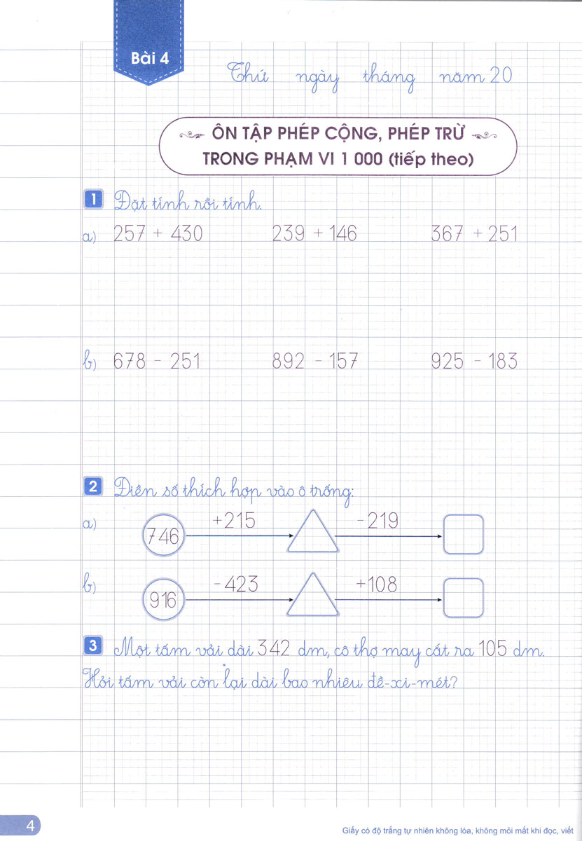 vở ô li bài tập toán 3 - quyển 1