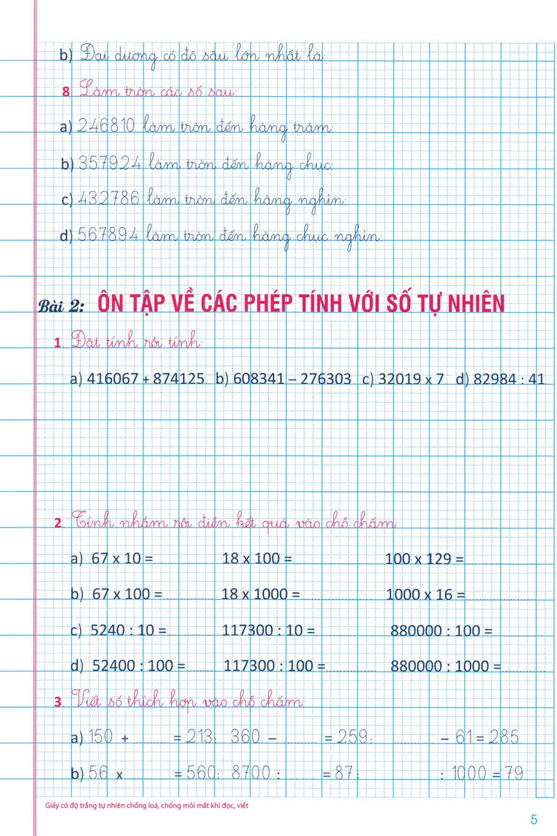 vở ô li bài tập toán 5/1 (bám sát sgk cánh diều)