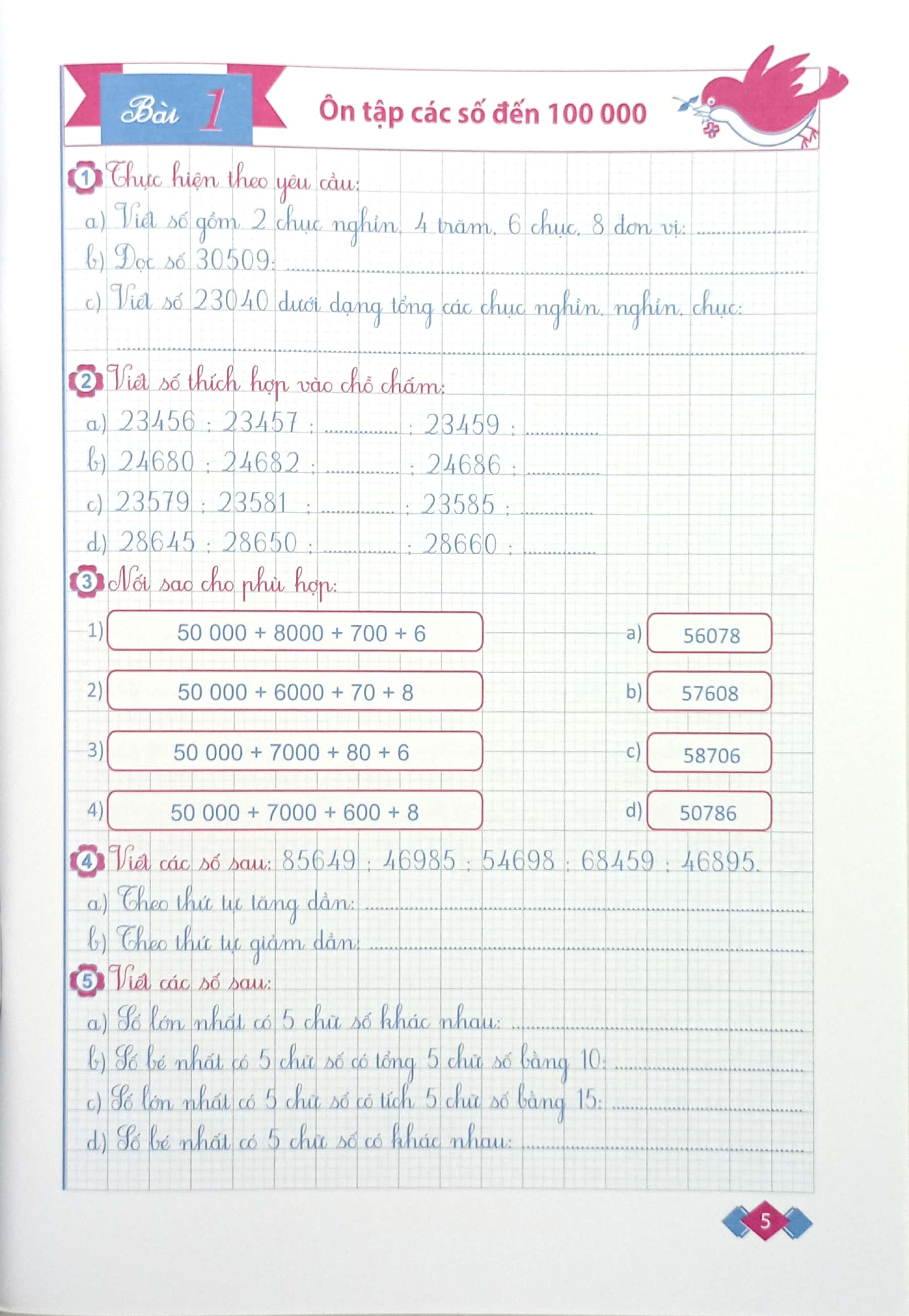 vở ô li bài tập toán lớp 4 - tập 1