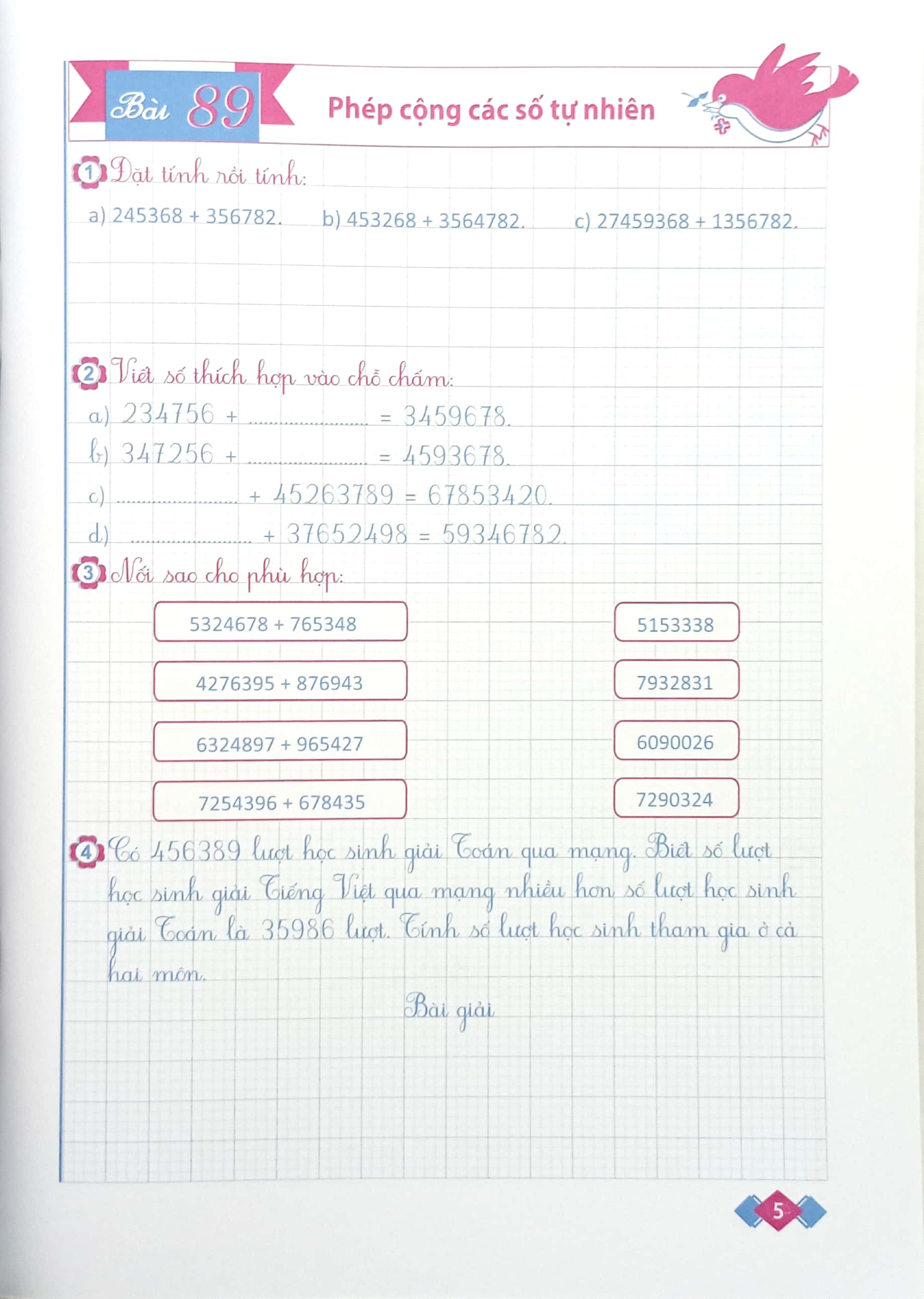 vở ô li bài tập toán lớp 4 - tập 2