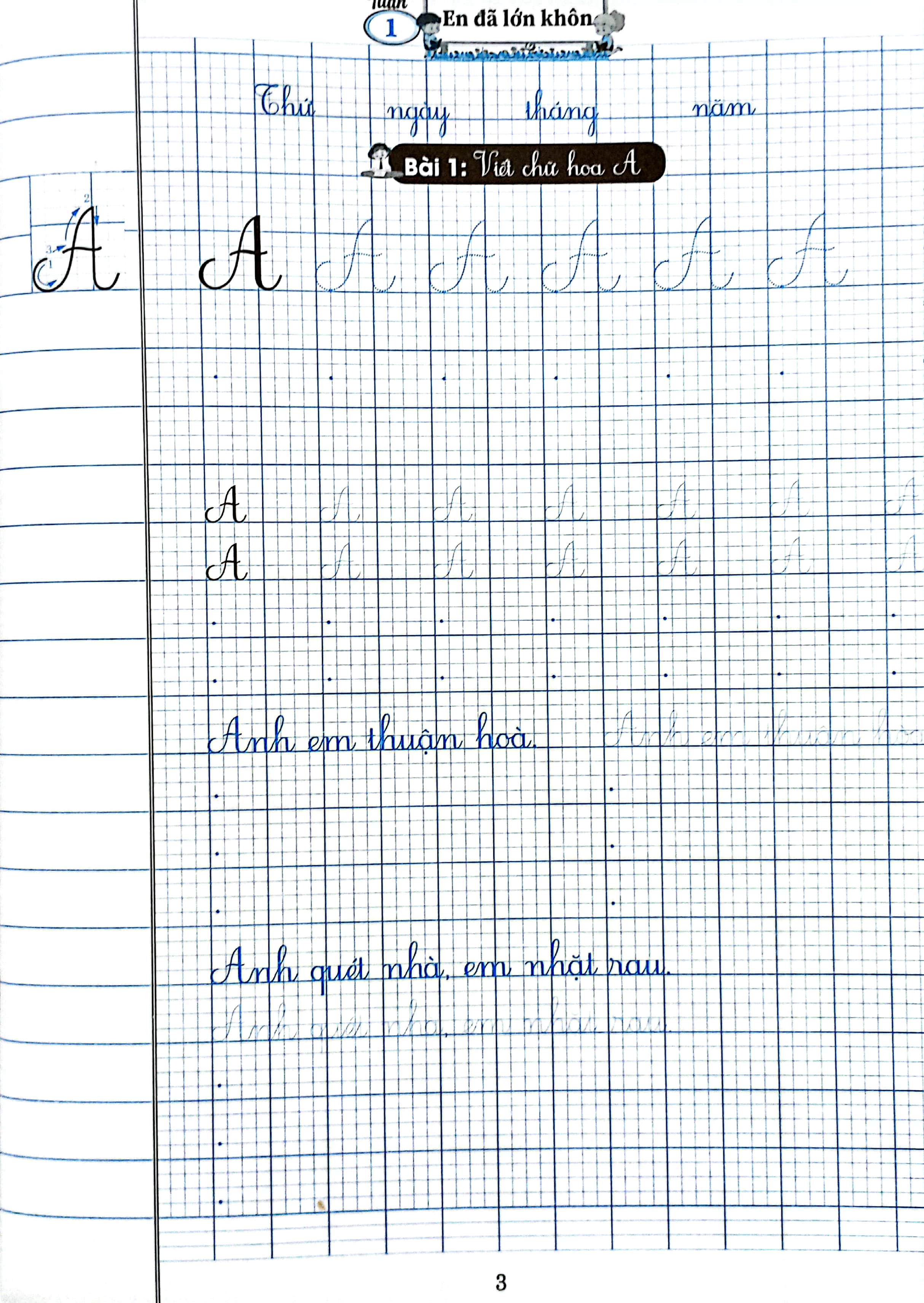 vở ô li có chữ viết mẫu 2 - quyển 1 (chân trời sáng tạo)