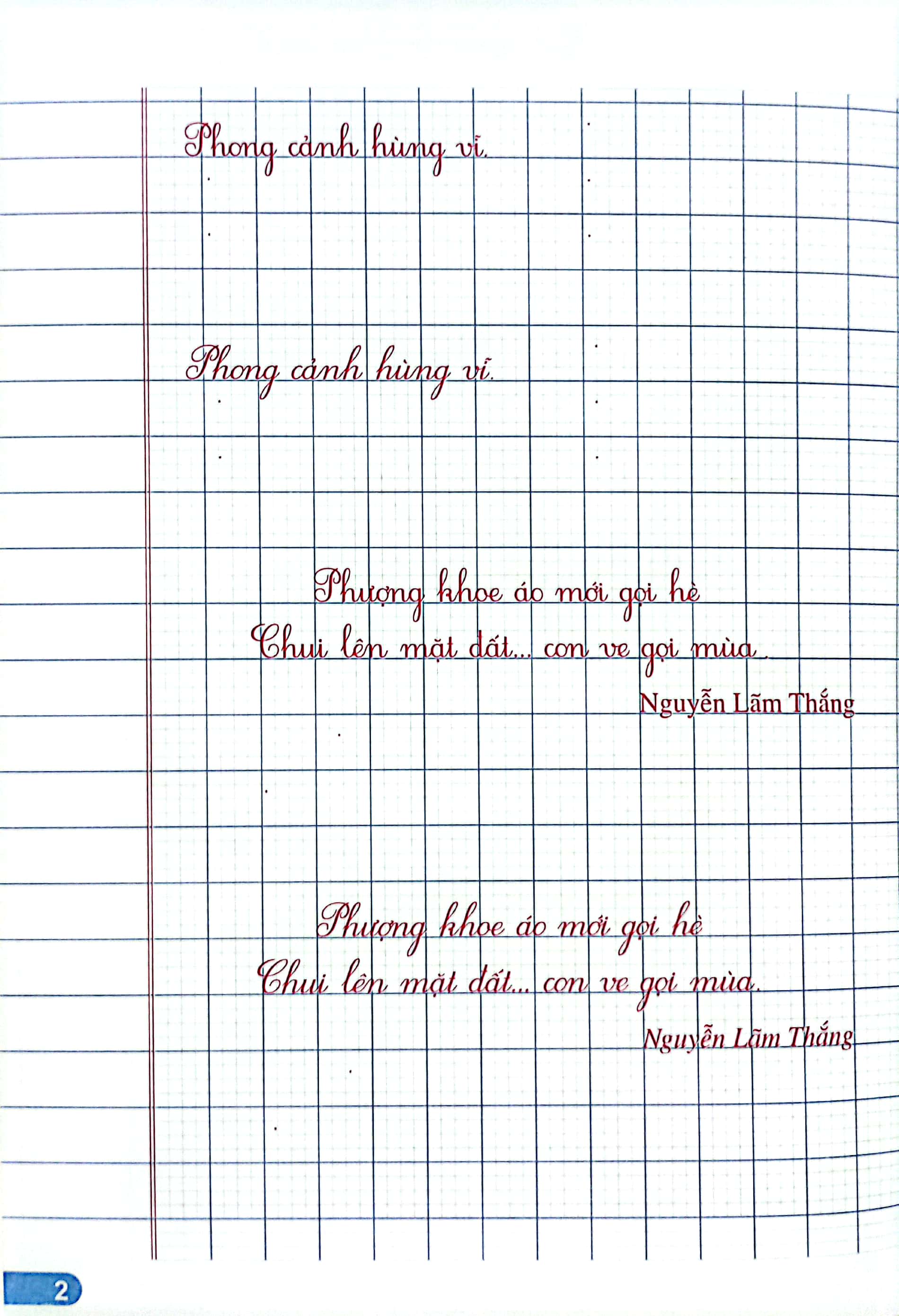 vở ô li viết chữ mẫu 2 - tập 2 (chân trời)