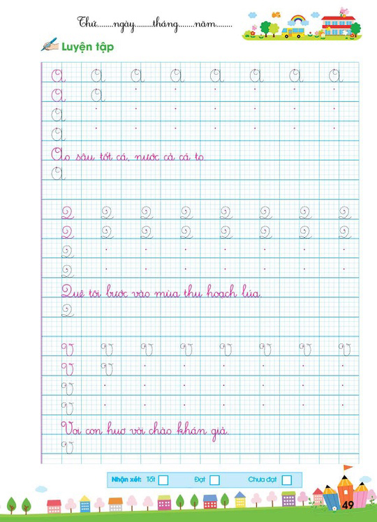 vở thực hành luyện viết chữ thường - chữ hoa