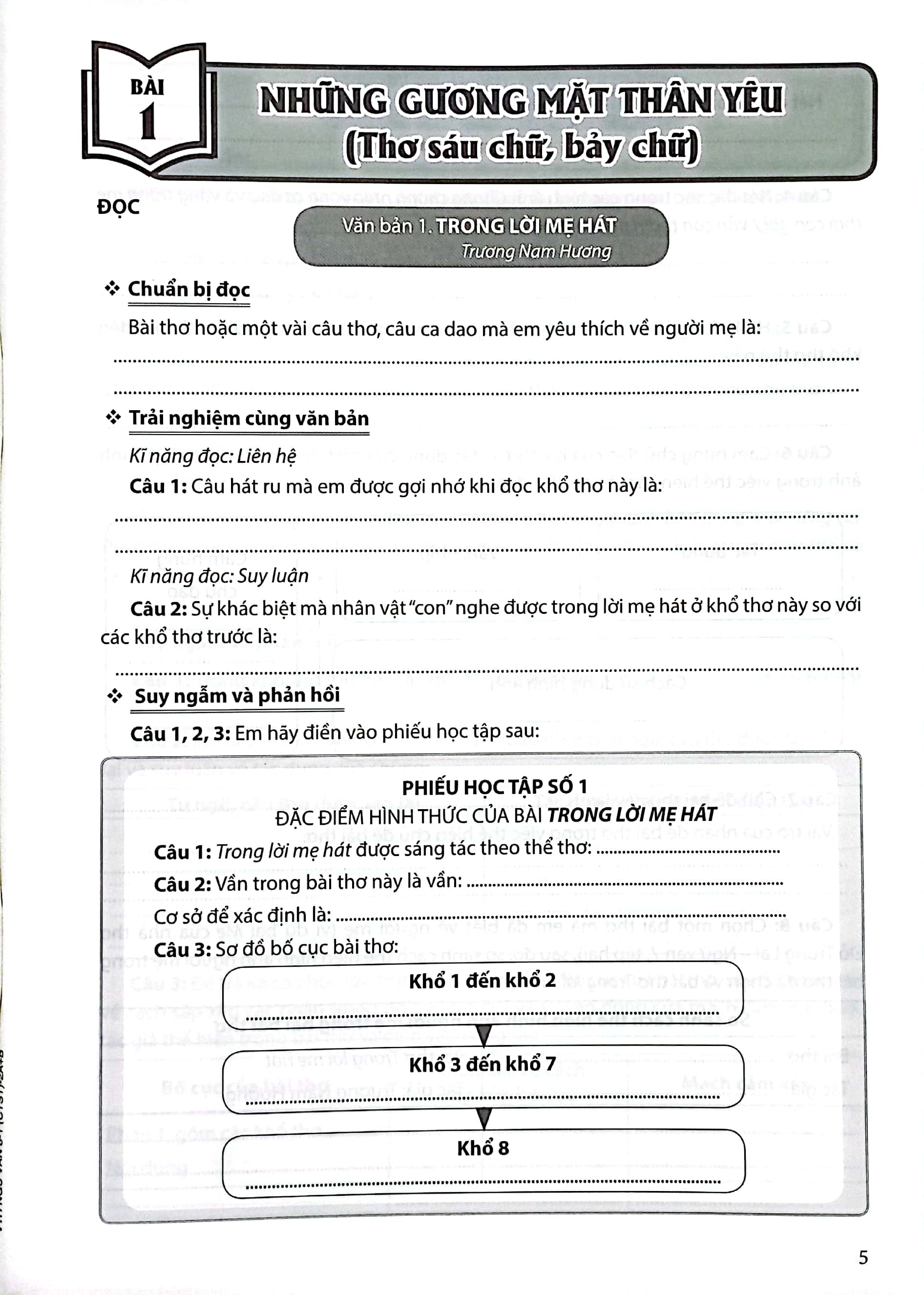 vở thực hành ngữ văn 8 - tập 1 (chân trời)