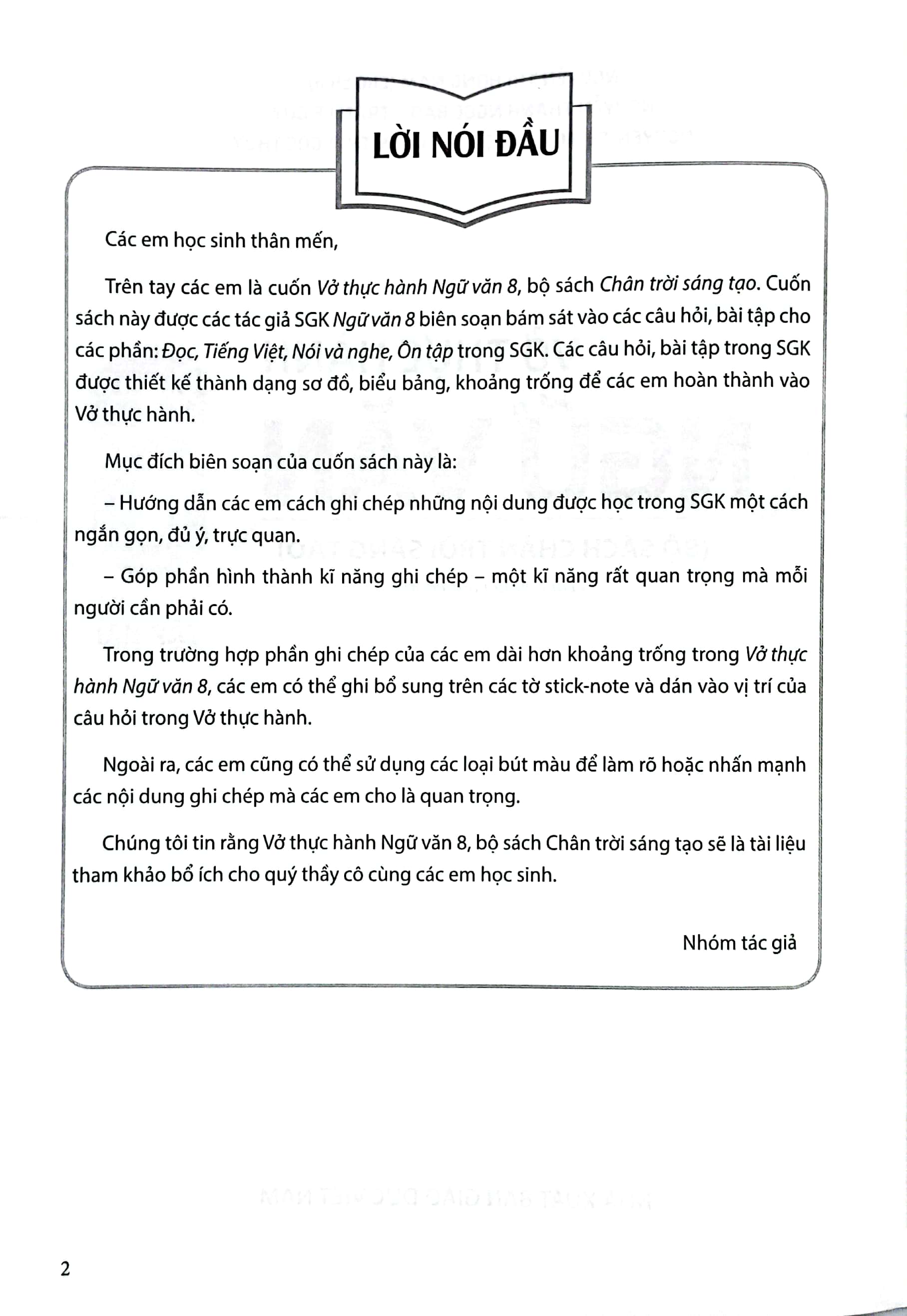 vở thực hành ngữ văn 8 - tập 2 (chân trời)