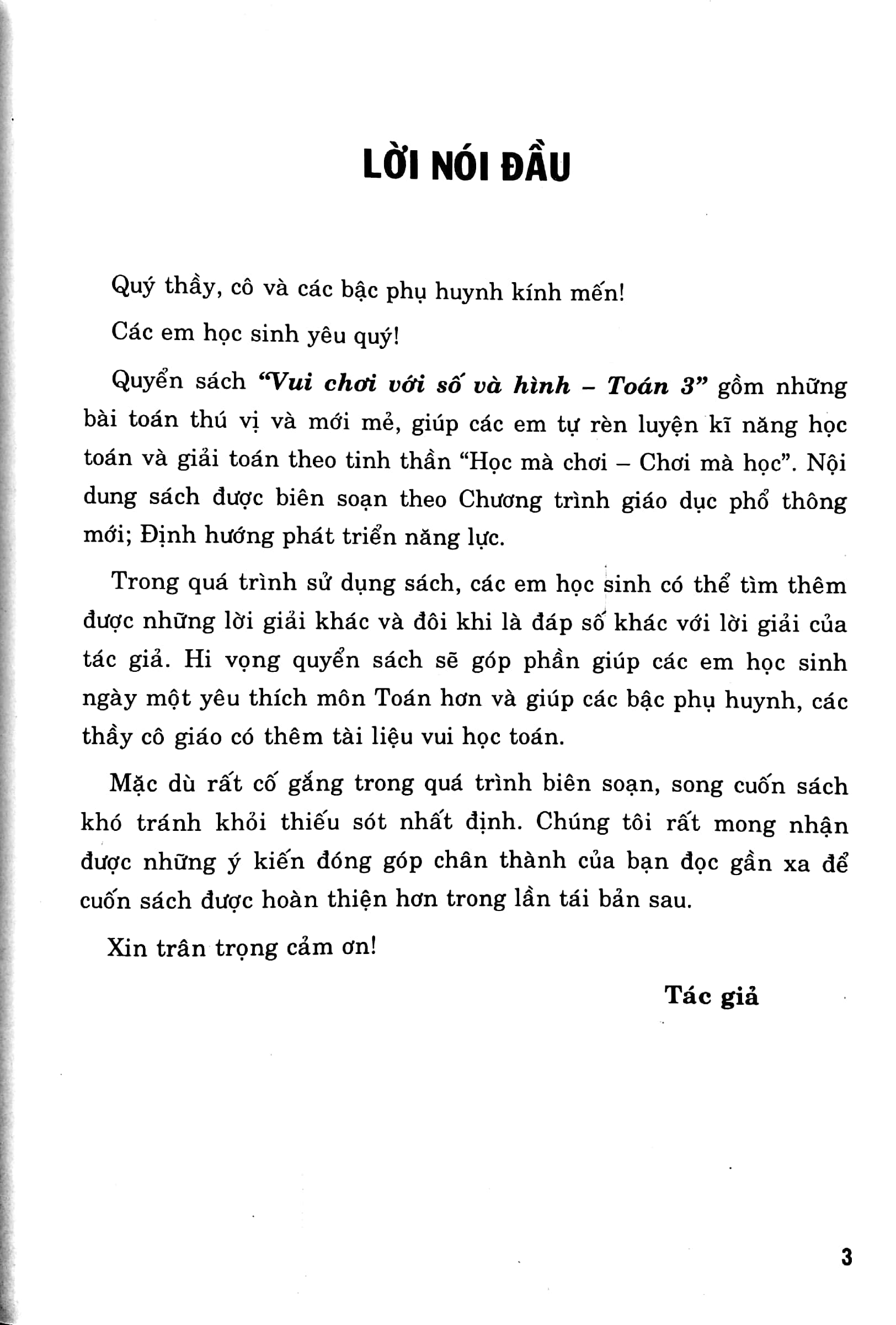 vui chơi với số và hình toán 3 (theo chương trình giáo dục phổ thông mới - định hướng phát triển năng lực)