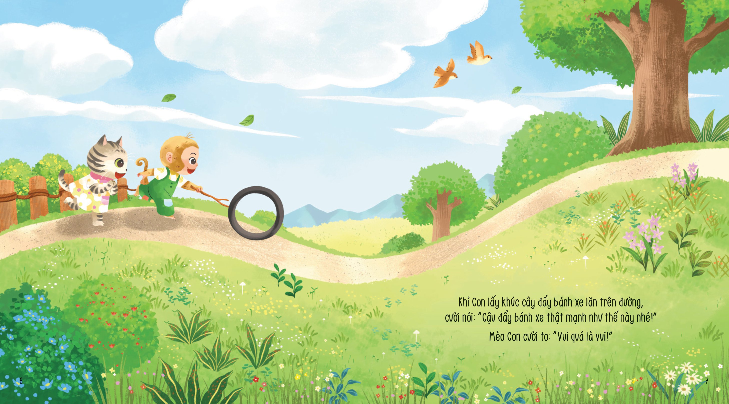 vun đắp tâm hồn - khỉ con và các bạn vui nhộn - bánh xe ngộ nghĩnh