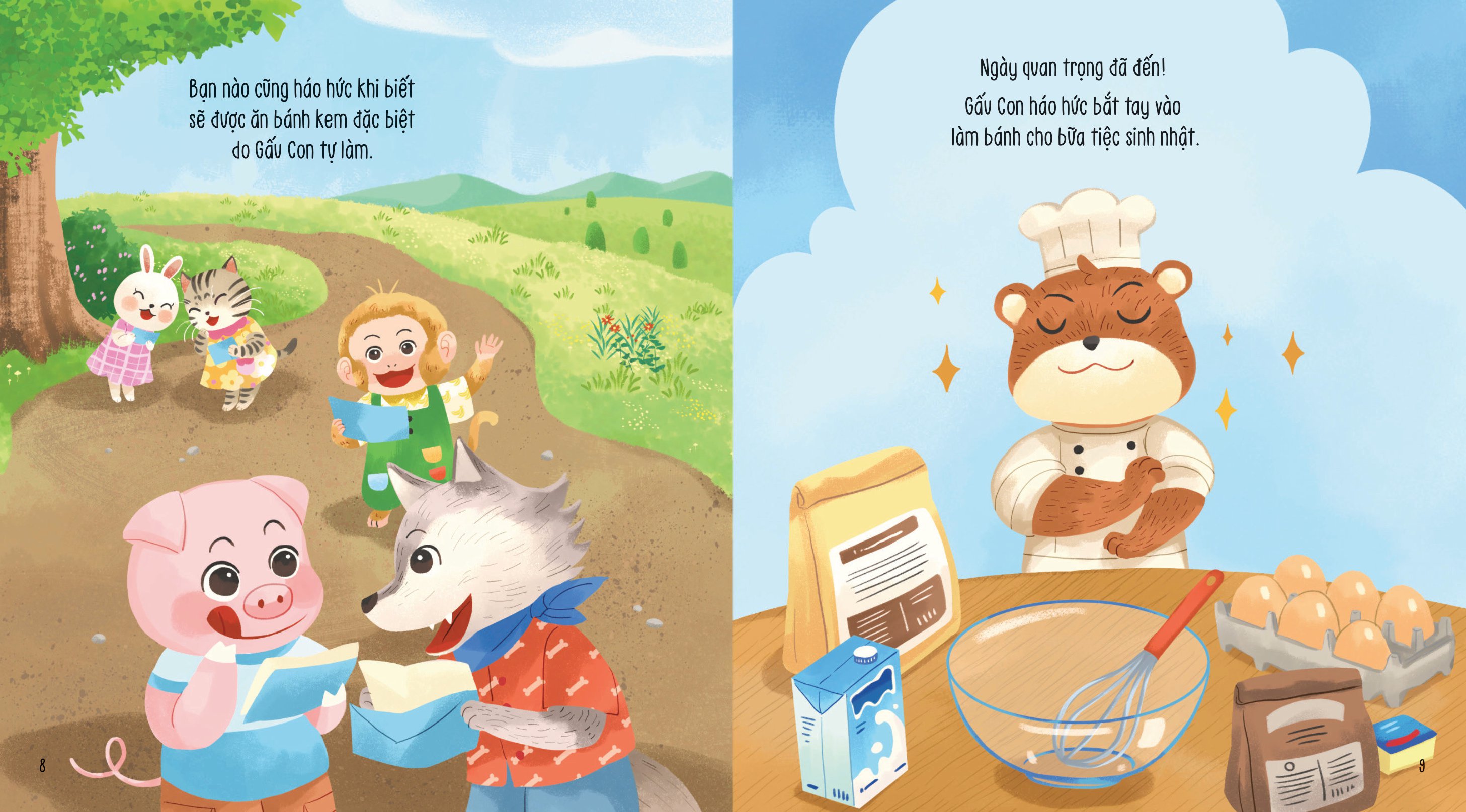 vun đắp tâm hồn - khỉ con và các bạn vui nhộn - chiếc bánh kem đặc biệt