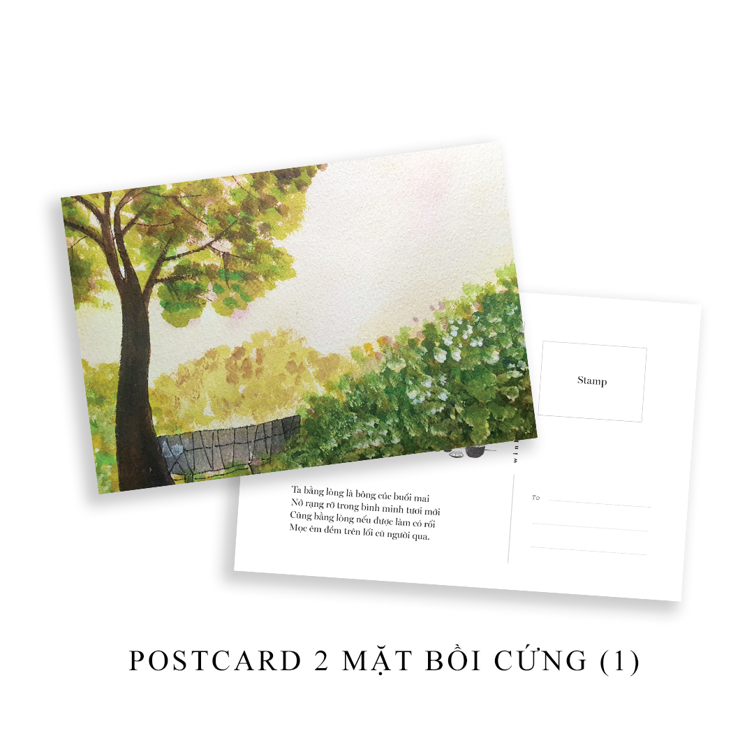 vườn tôi có cây lá bình yên - tặng kèm 1 bookmark bế 2 mặt bồi cứng + 3 postcard 2 mặt bồi cứng