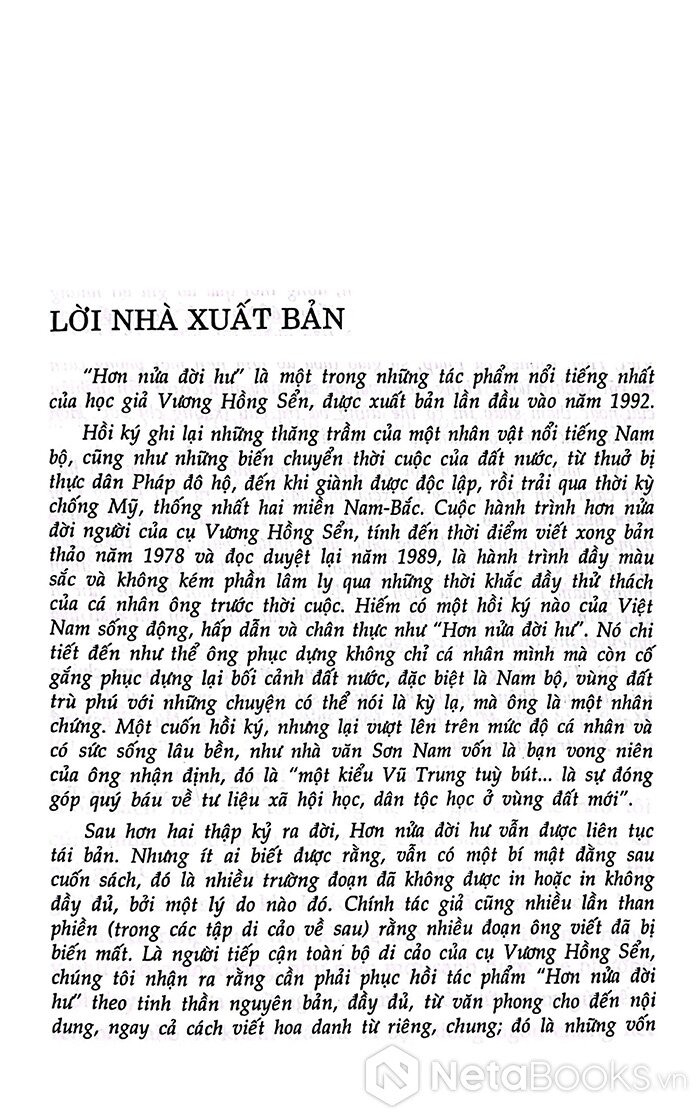 vương hồng sển - hơn nửa đời hư - bìa cứng