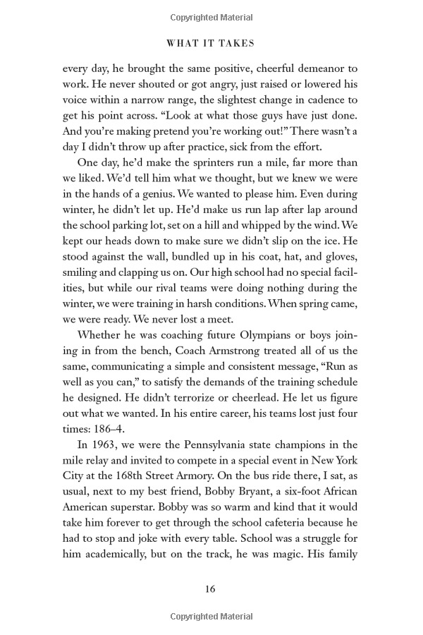 what it takes: lessons in the pursuit of excellence