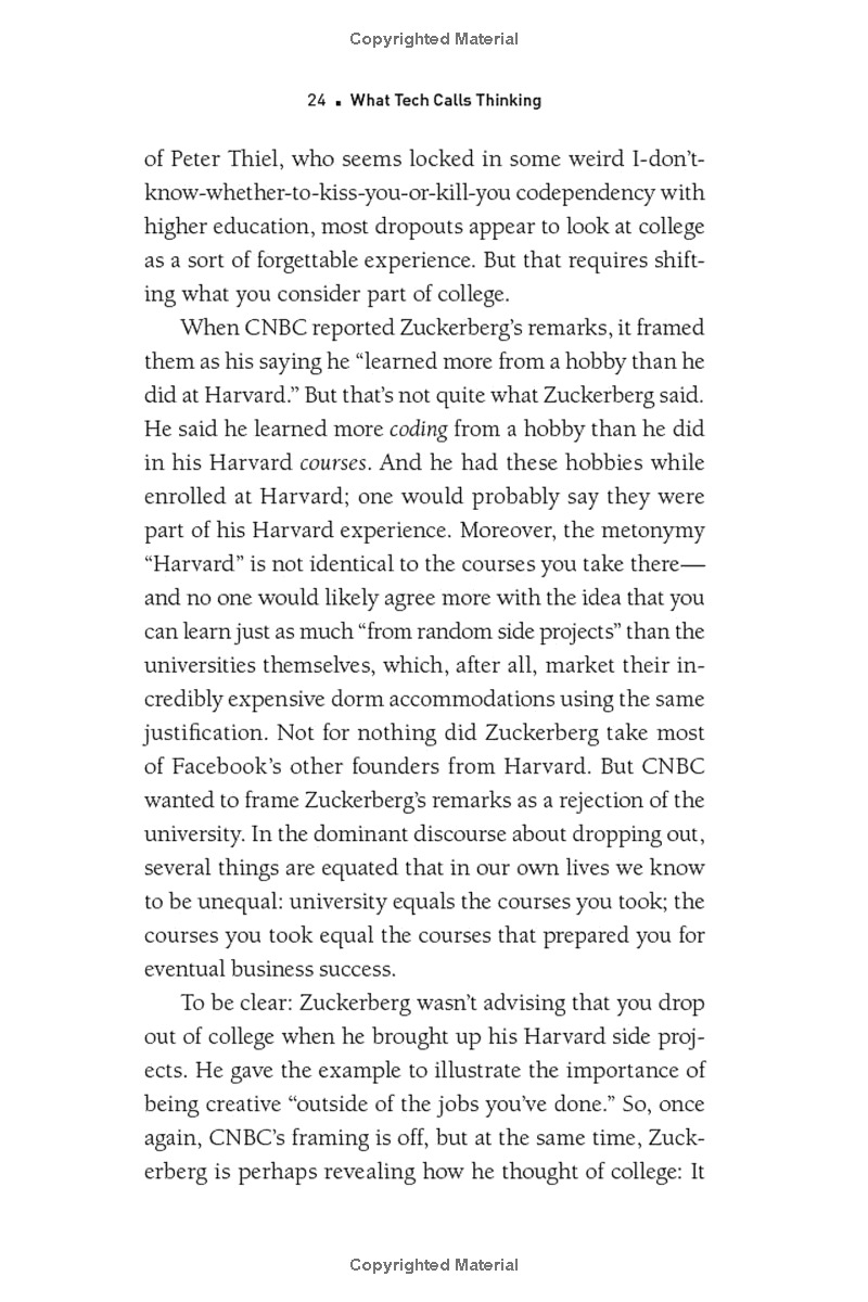 what tech calls thinking: an inquiry into the intellectual bedrock of silicon valley